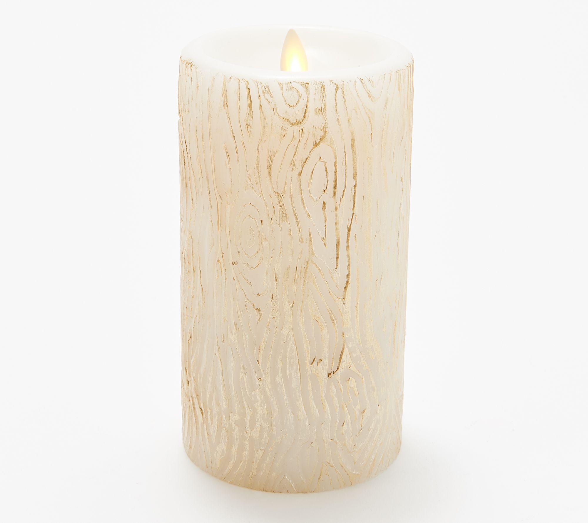 Martha Stewart Flameless Set of (2) 7" Faux Bois Pillar Candles