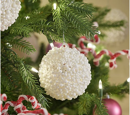 Set of 6 Glittered Snowball Ornaments by Valerie