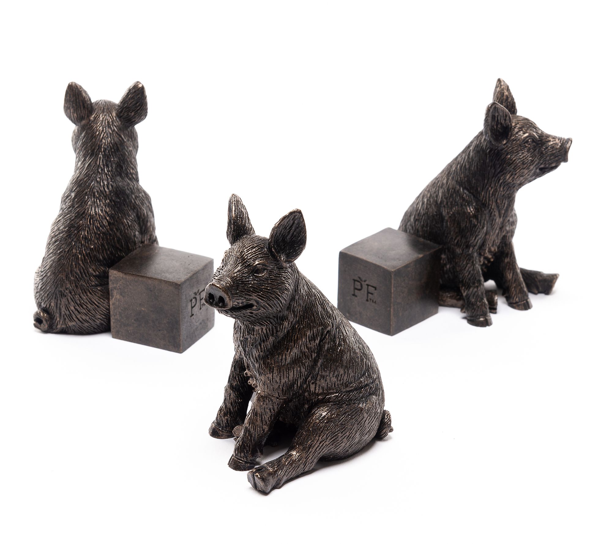 Jardinopia Potty Feet Antiqued Bronze Pig S/3 Planter Feet
