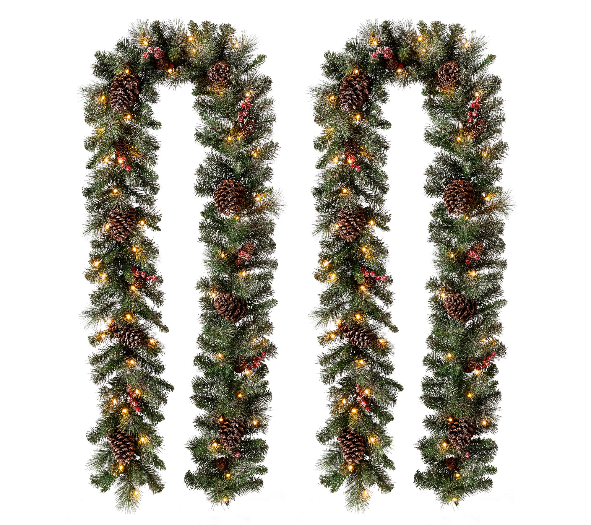 Glitzhome 9' Glittered Pine Cone LED Lighted Ga rland, Set of - QVC.com