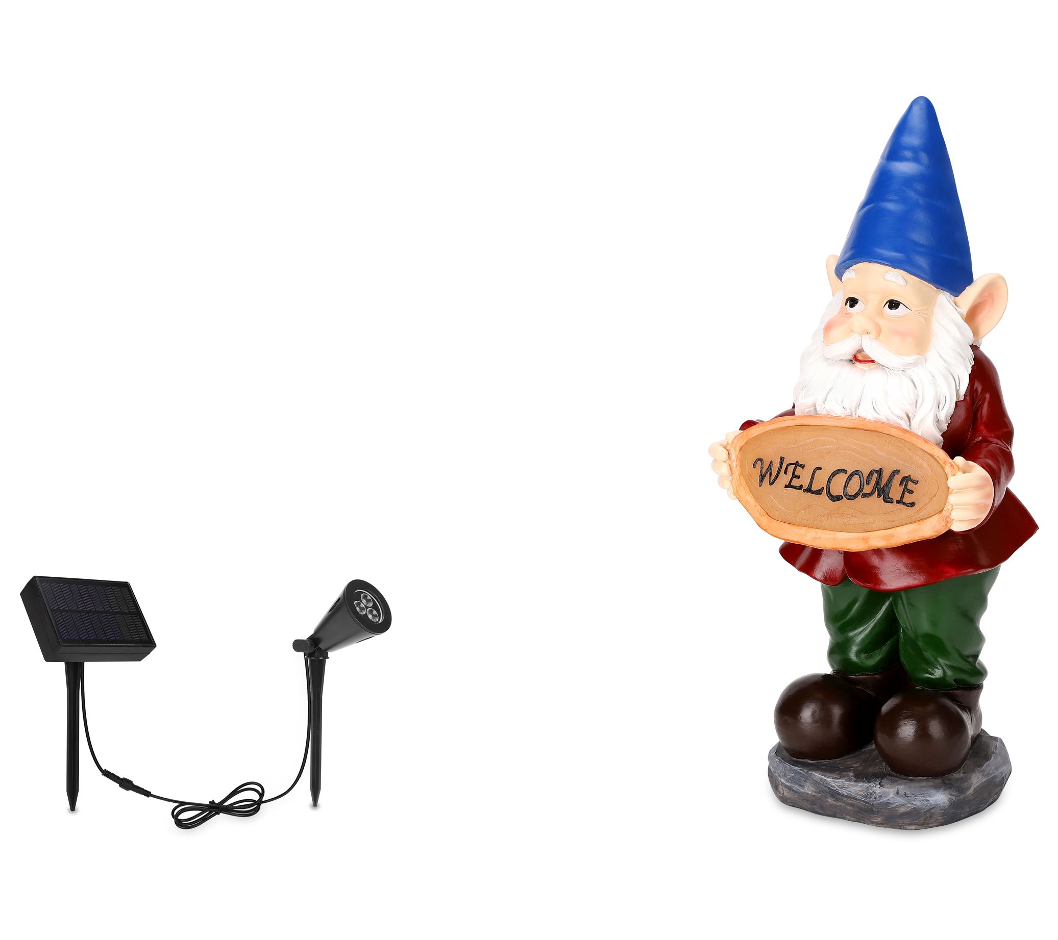 Techko Gnome Garden Statue with Solar Spotlight