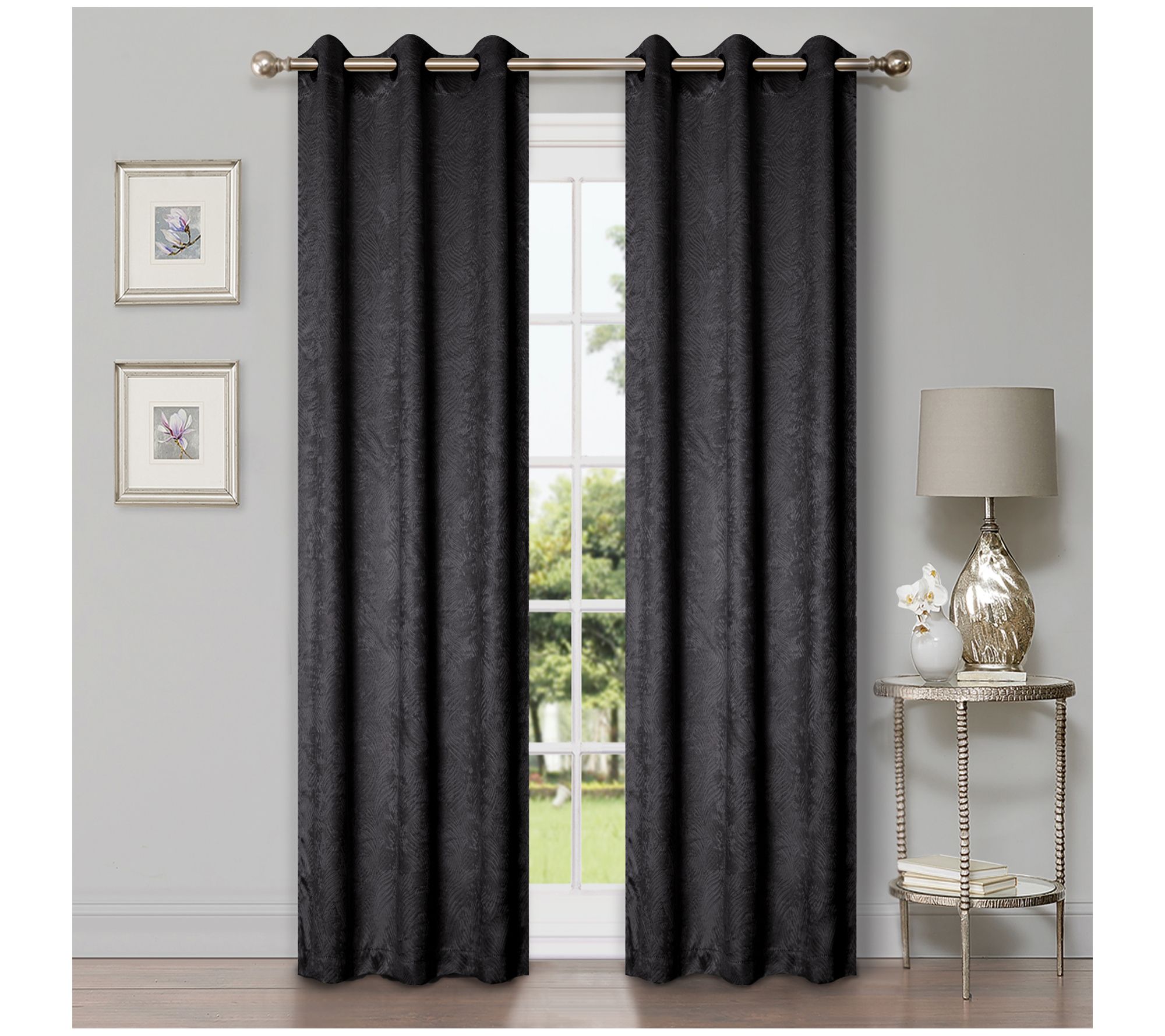 Superior Modern Geometric Waves Blackout Curtain Set, 42X108