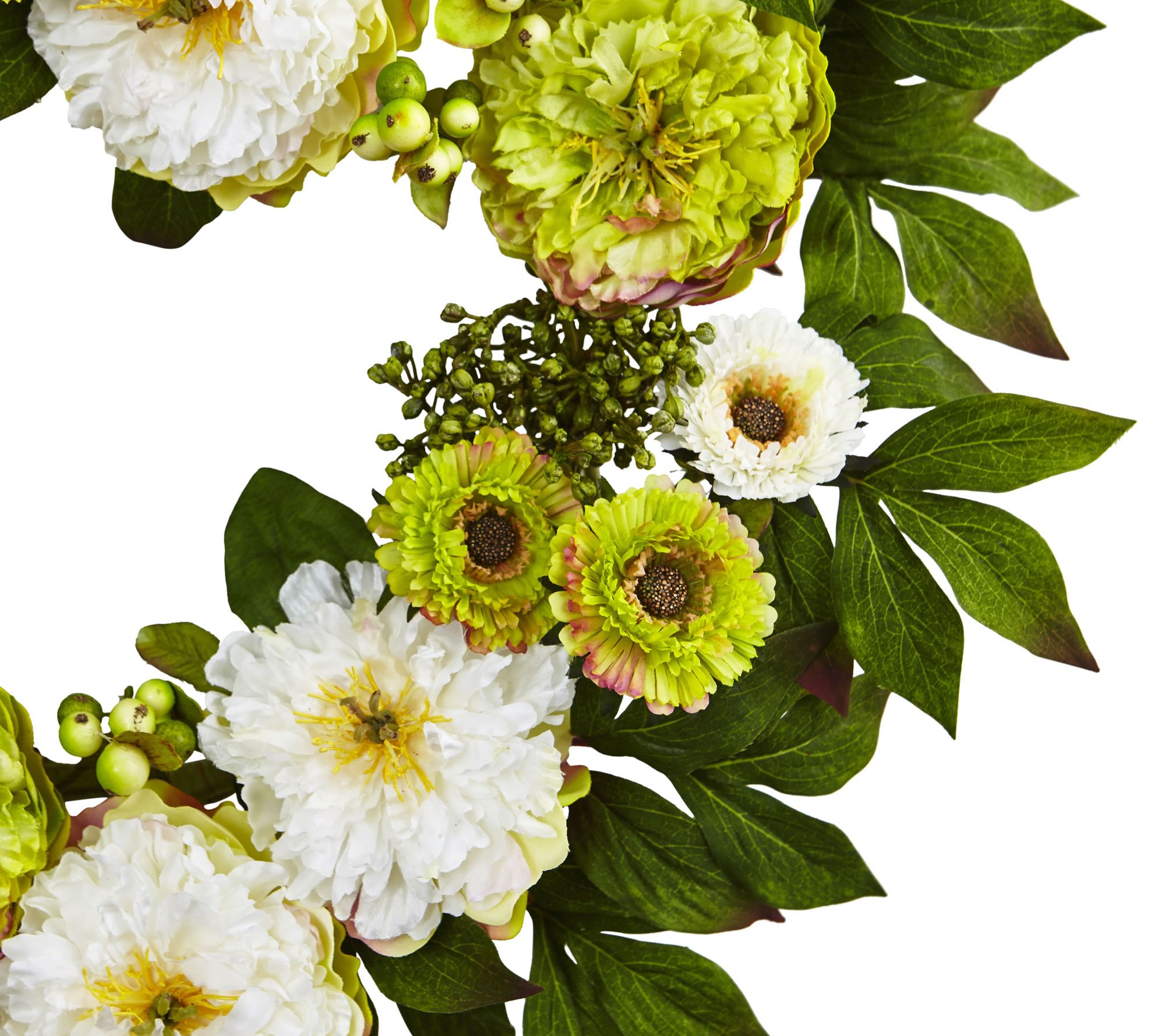 24" Peony Mum Wreath by Nearly Natural