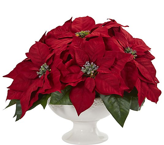 Poinsettia Artificial Arrangement in Urn by Nearly Natural
