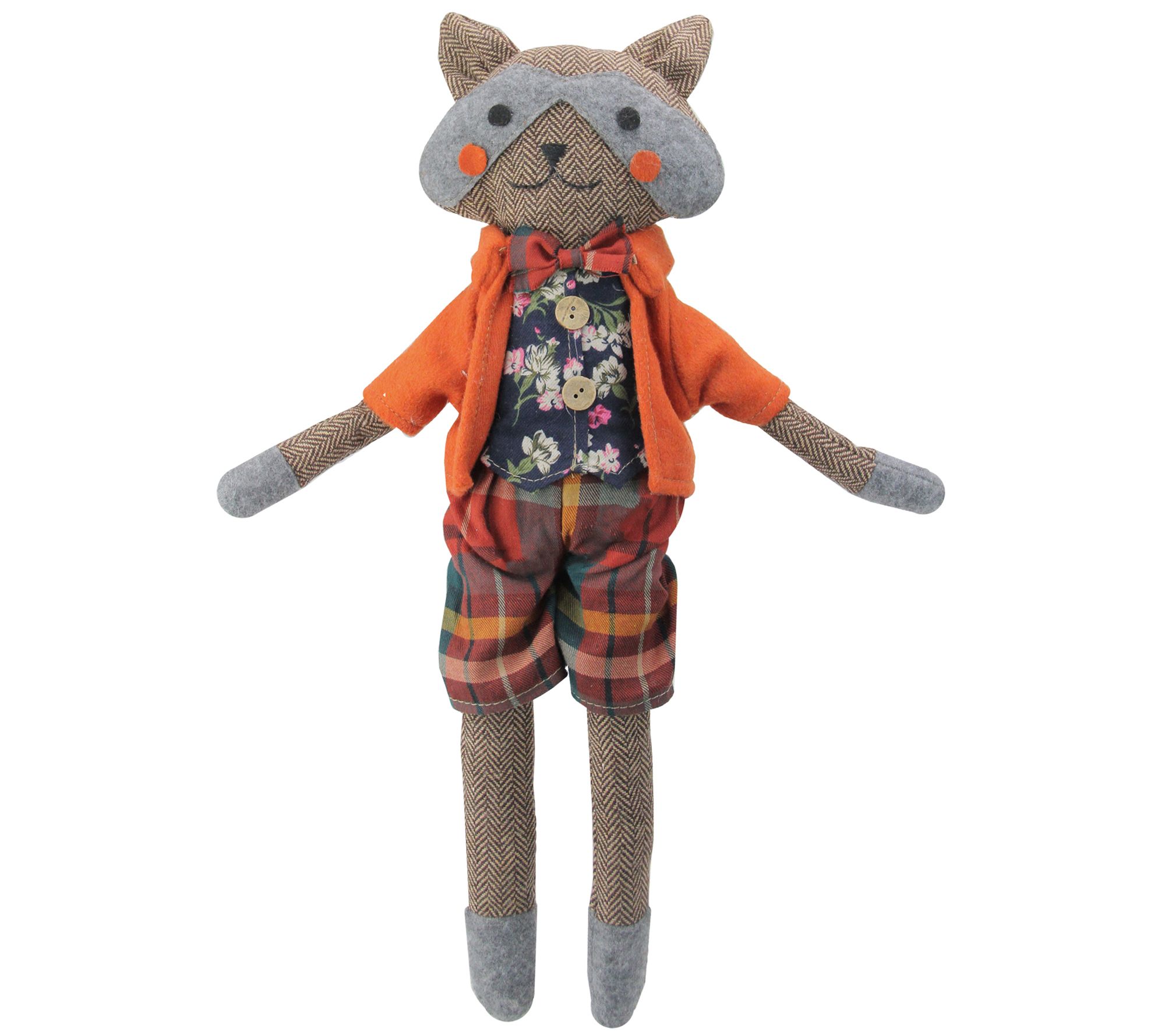 Northlight Sitting Boy Herringbone Design Fox Plush