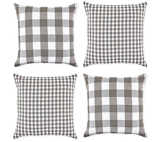 Design Imports Gingham/Buffalo Pillow Covers S/4