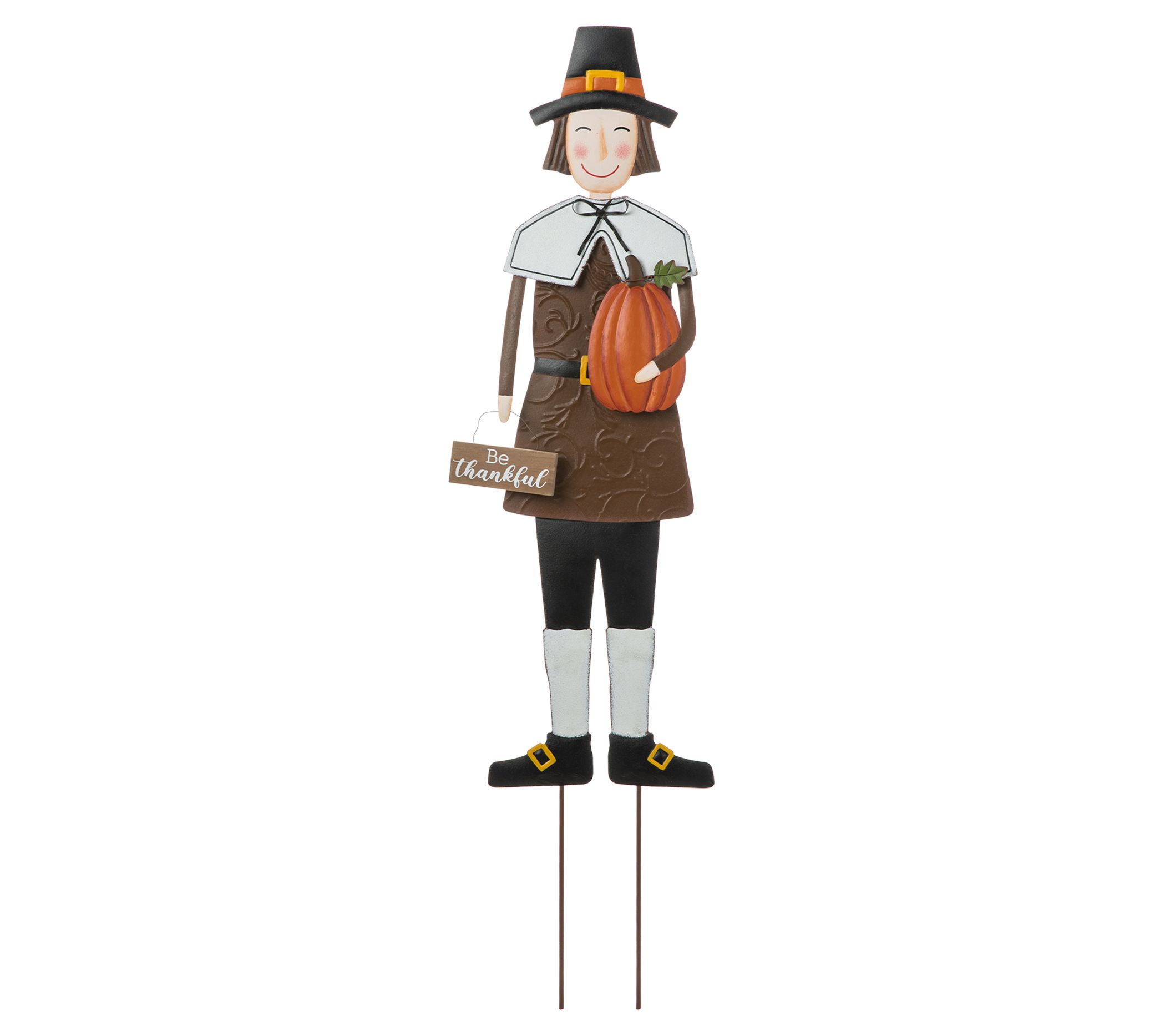 Glitzhome 36" Thanksgiving  Pilgrim Boy Yard Stake
