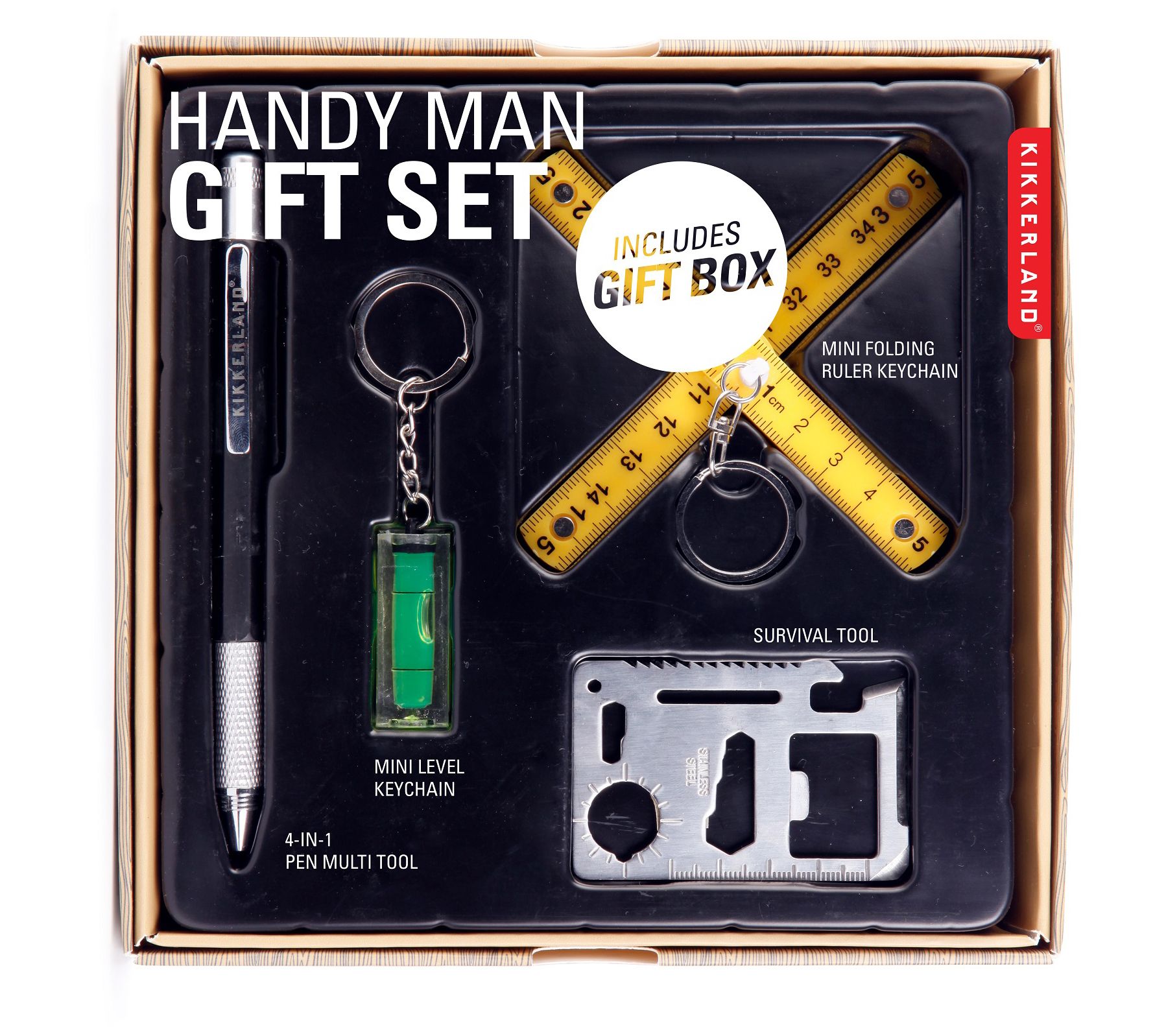 Kikkerland 4 Pc Handy Man Tool Gift Set W/GiftBox