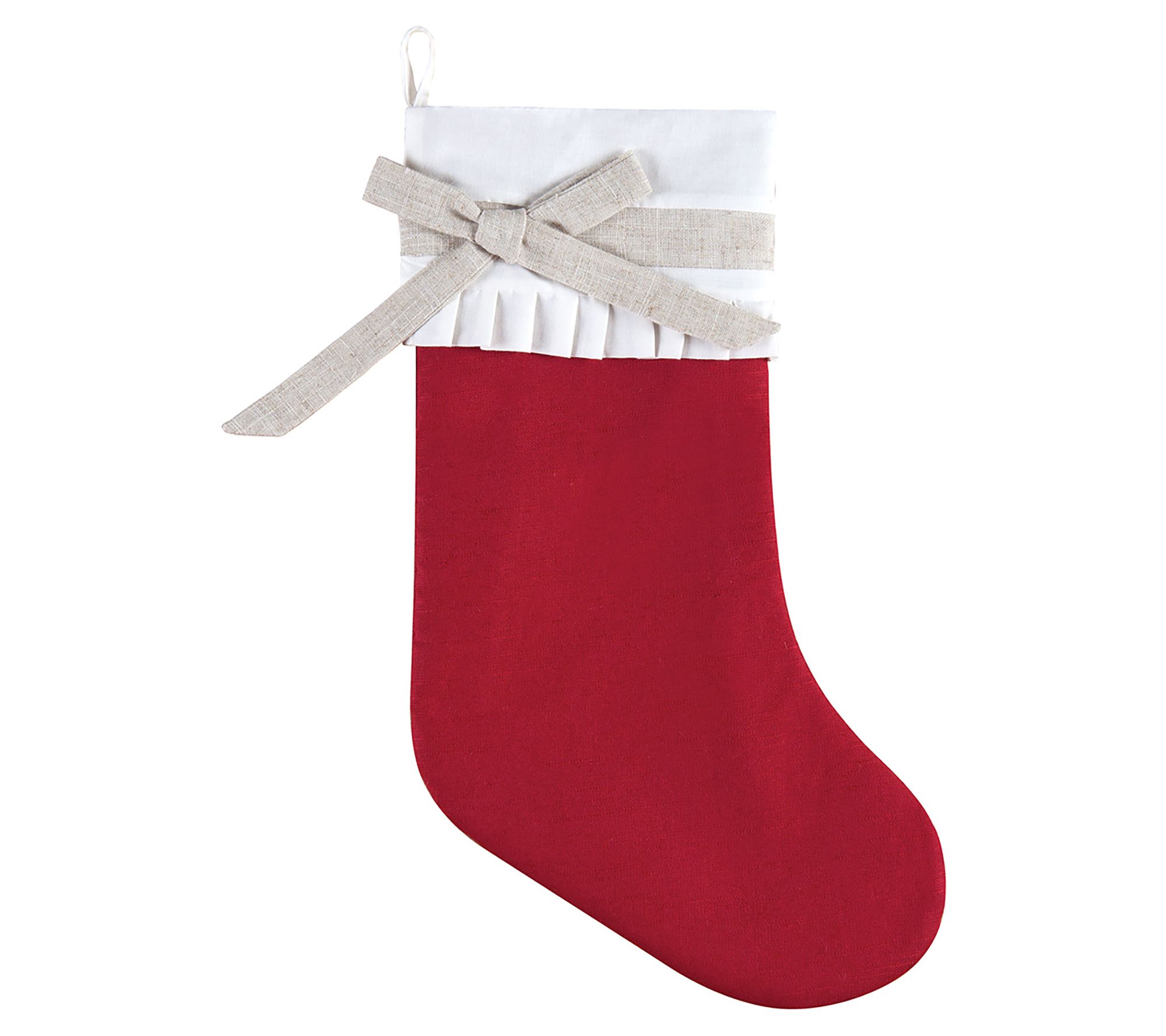 C&F Home Red Linen Holiday Stocking - QVC.com