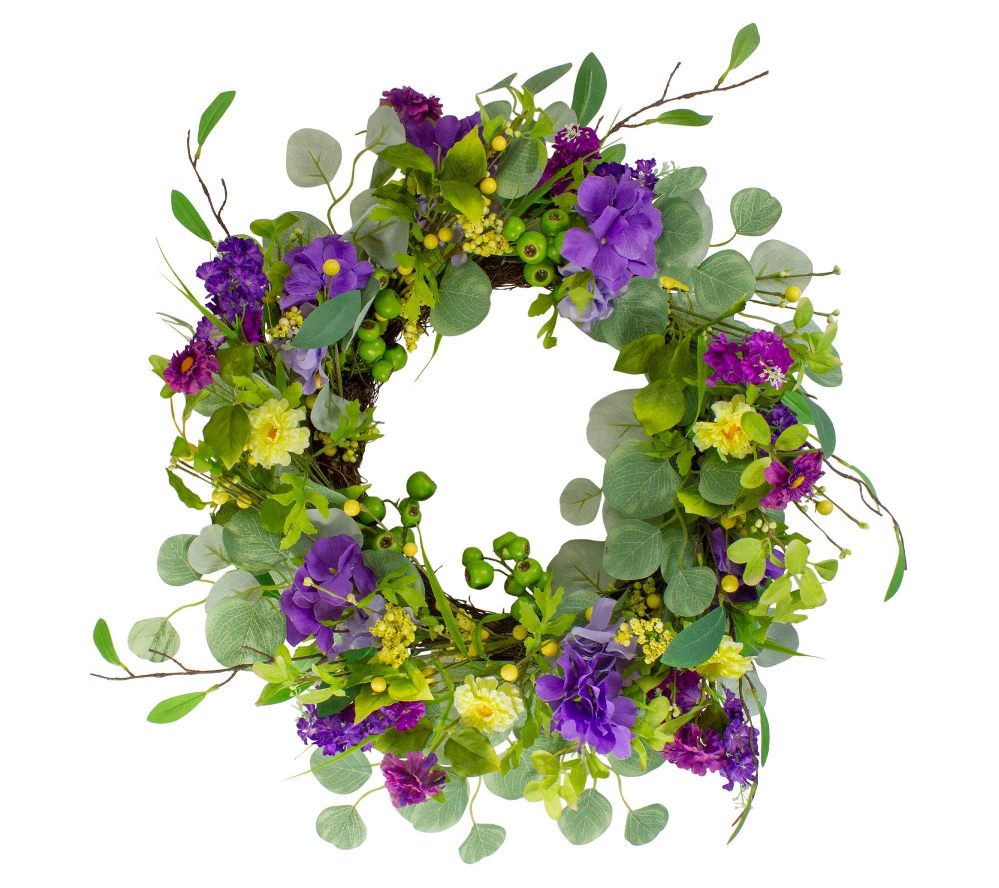 Northlight Eucalyptus & Hydrangea Berry Spring Wreath 23"