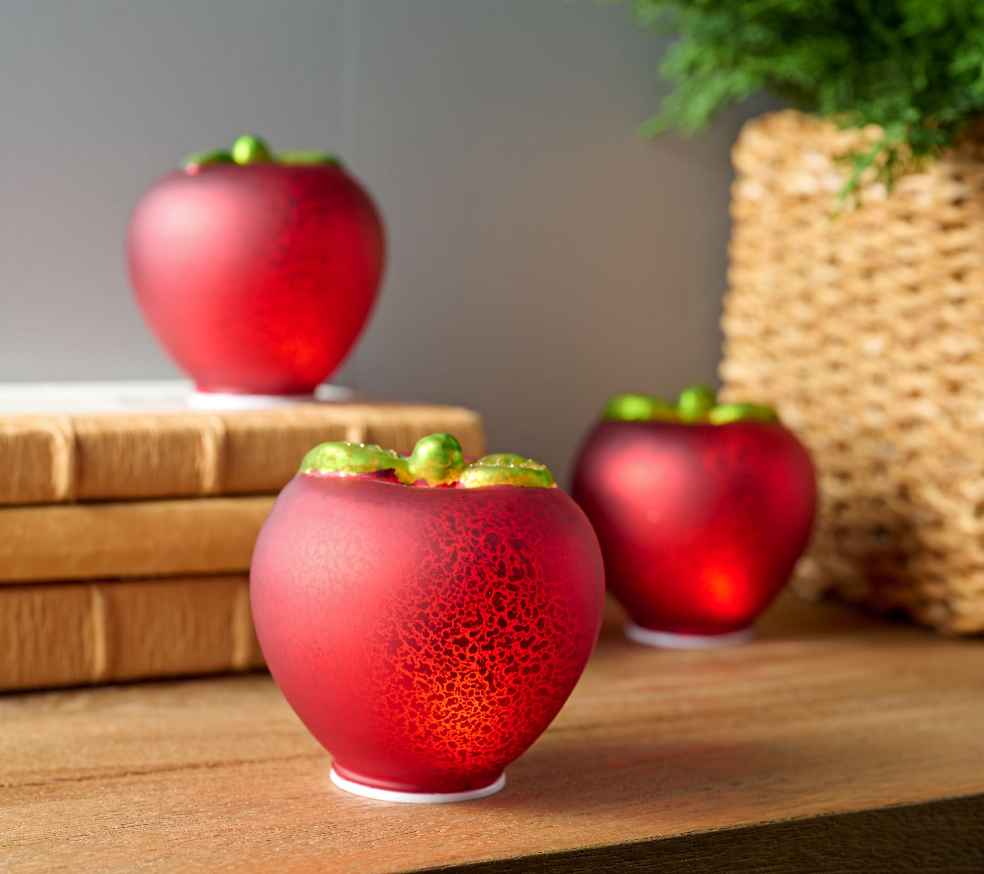 Set of 3 Illuminated Mercury Glass Apples by Valerie