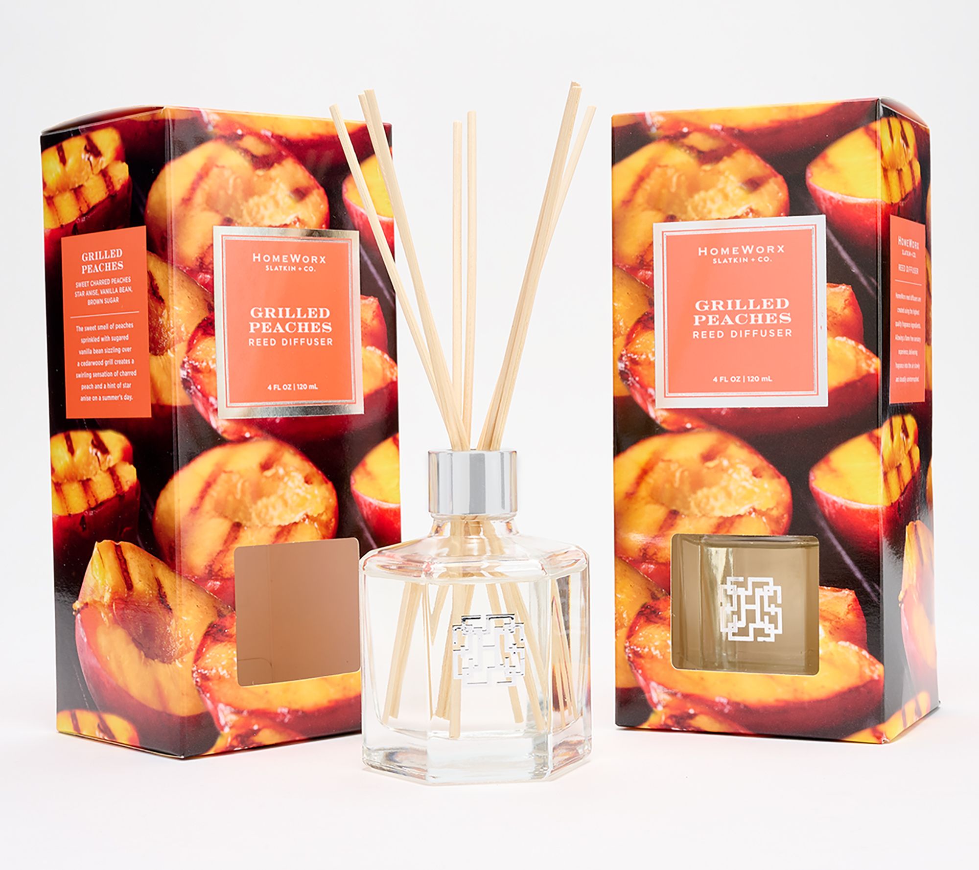 HomeWorx by Slatkin + Co. Set of 2 Grilled Peaches Reed Diffusers - QVC.com