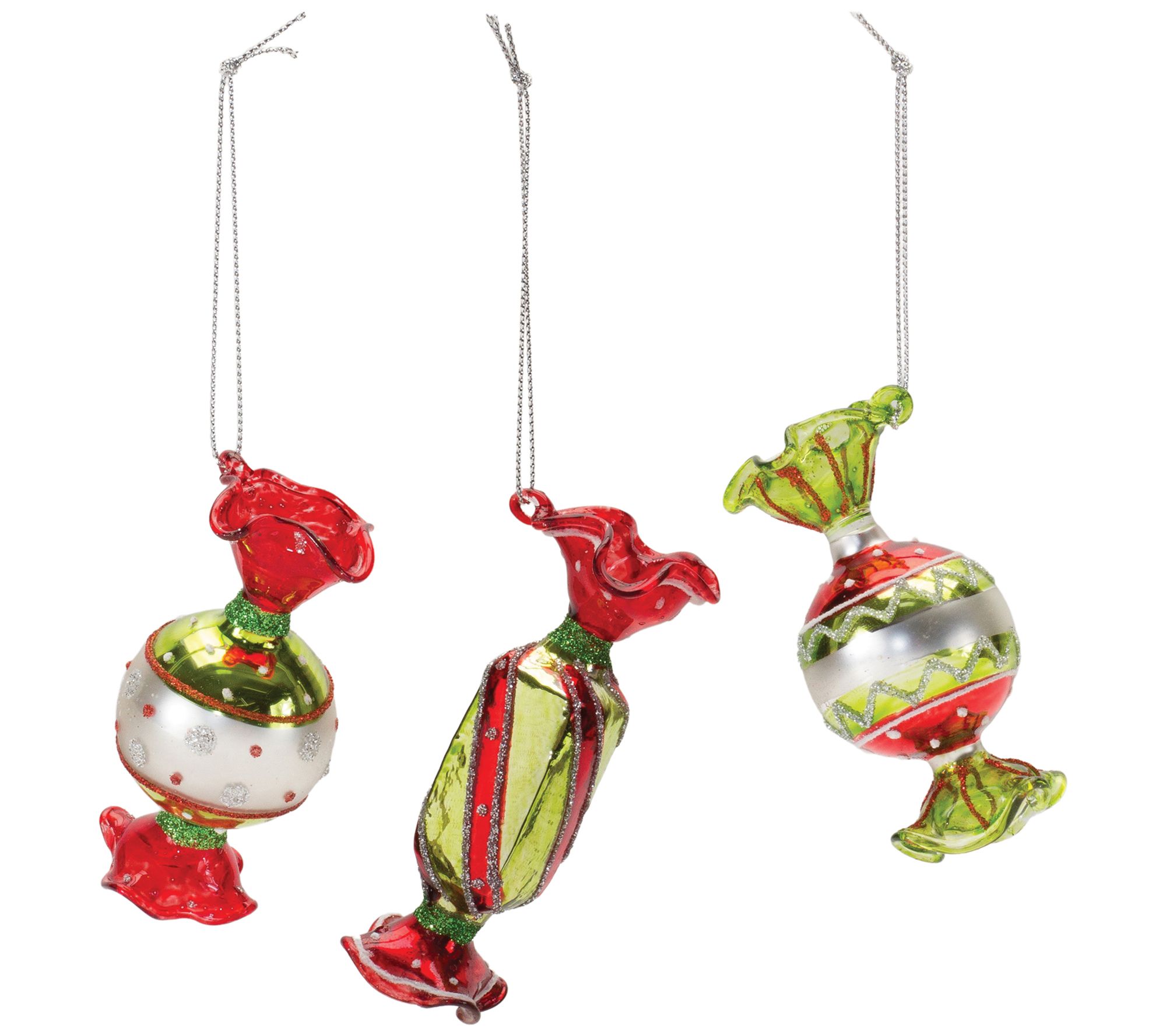 Melrose Glass Wrapped Candy Ornament (Set of 12)