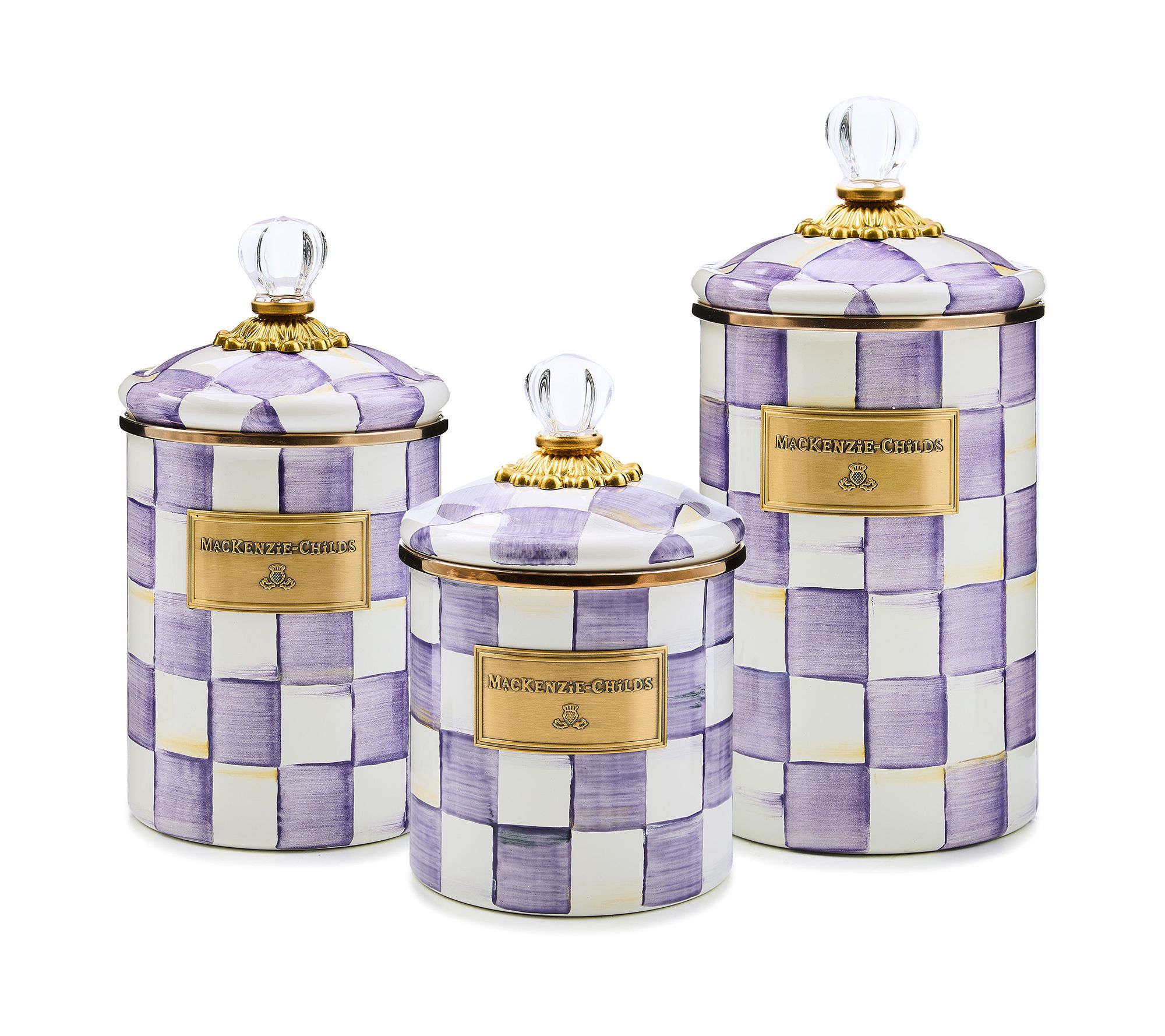 MacKenzie- Childs S/3 Check Enamel Canisters - Sm, Md, & Lg