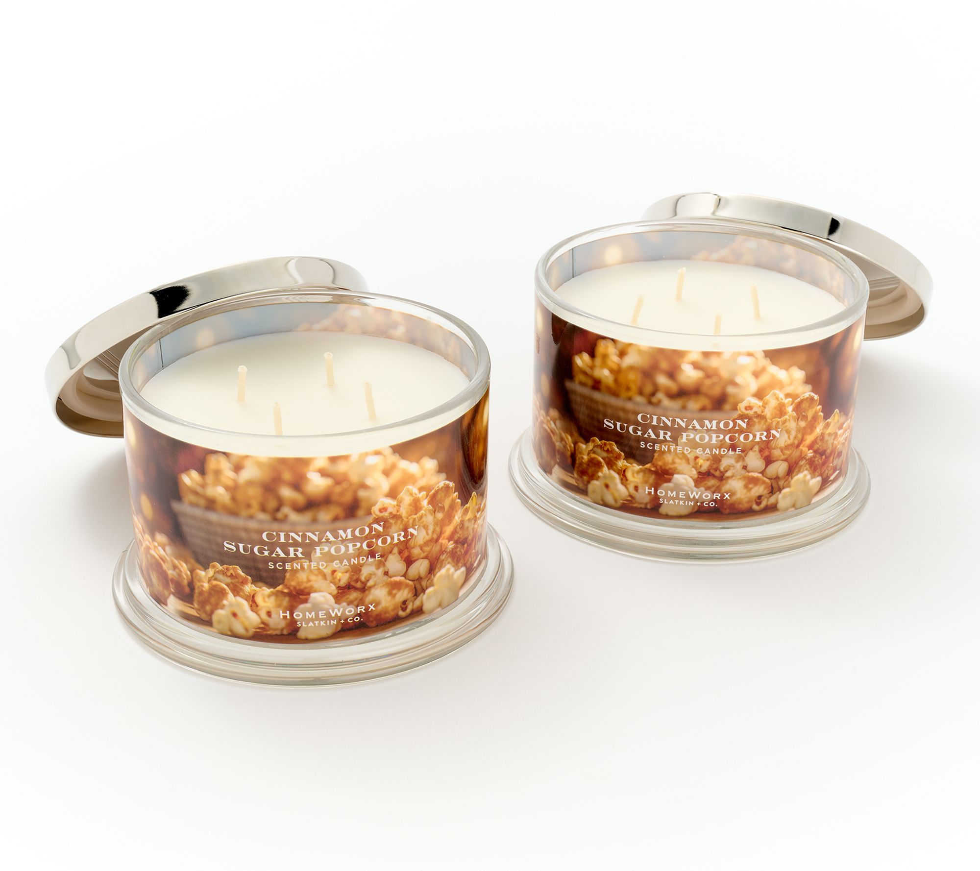 HomeWorx by Slatkin + Co. S/2 Cinnamon Sugar Popcorn 18oz Candles