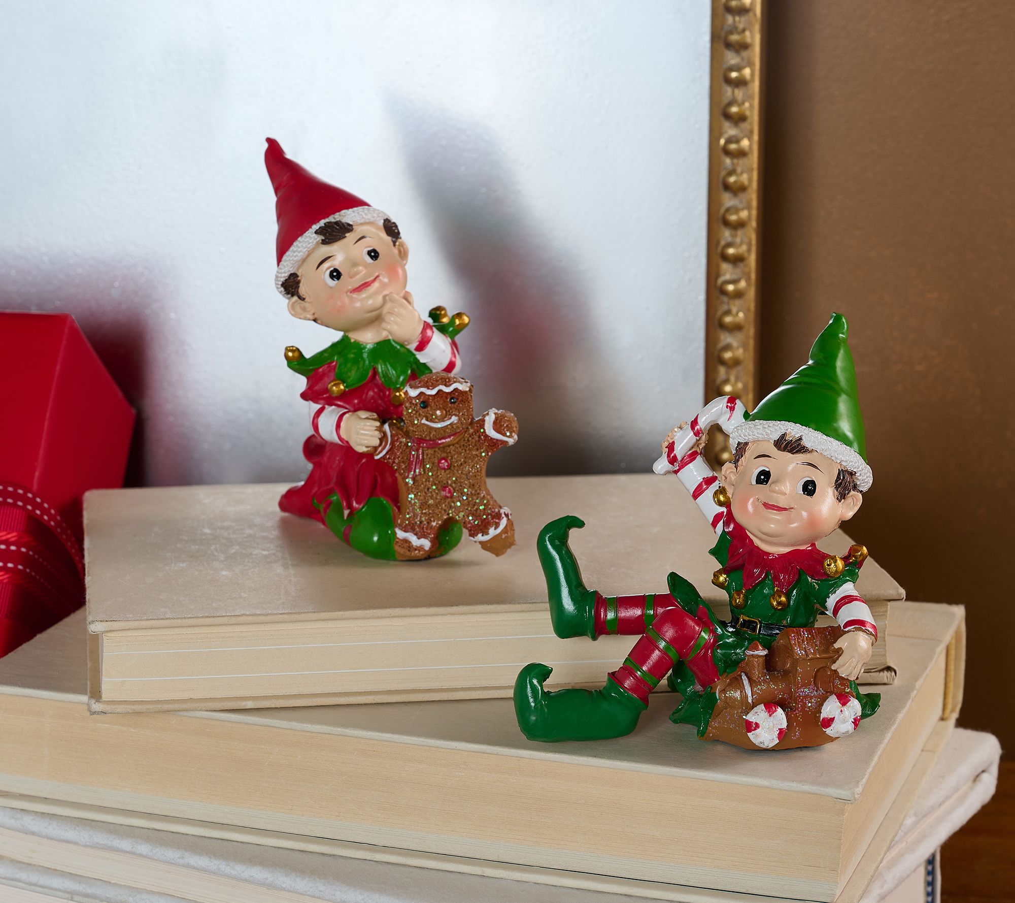 Set of 2 Playing Elf Figures by Valerie
