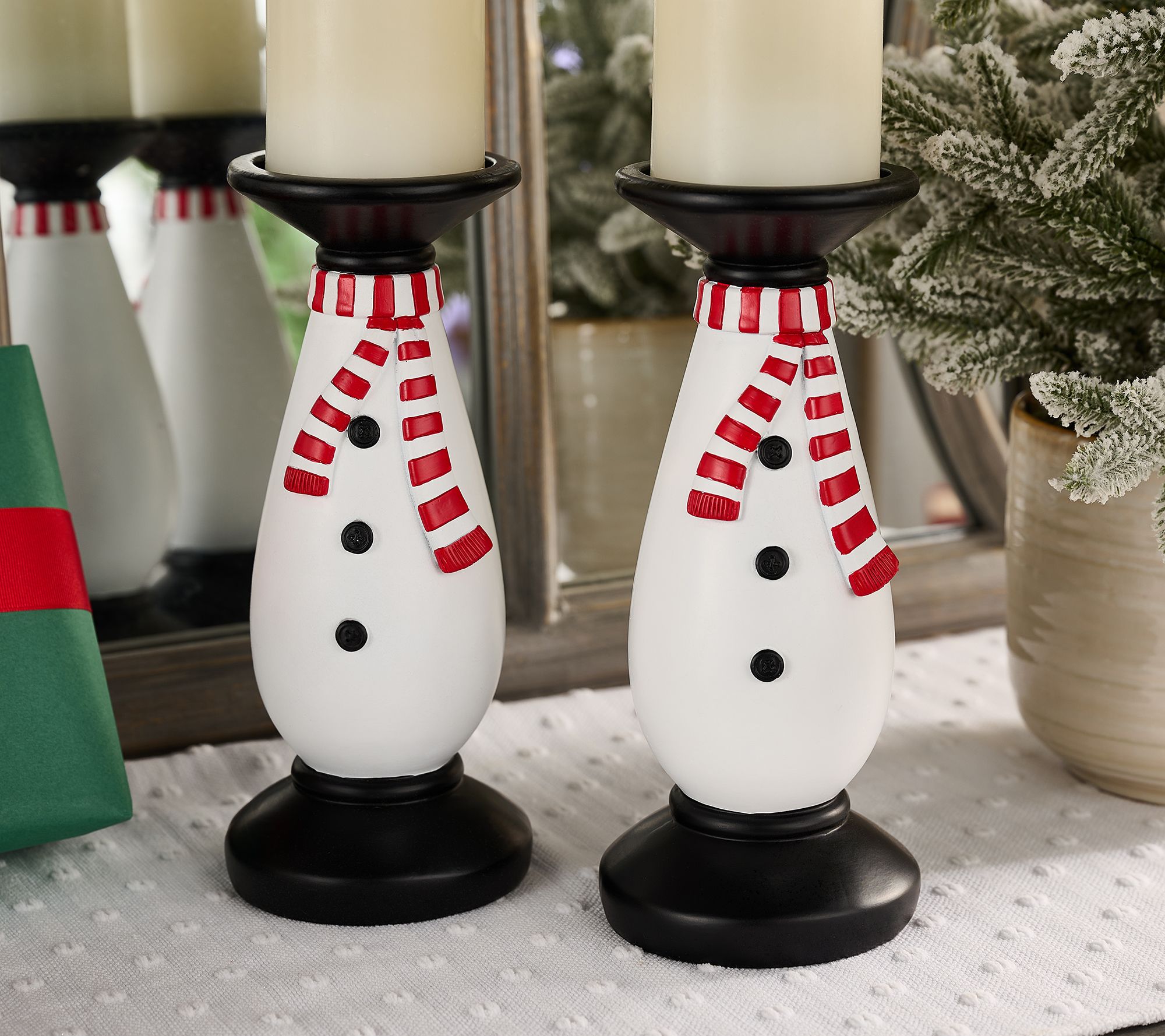 Set of 2 10" Snowman Pedestals by Valerie