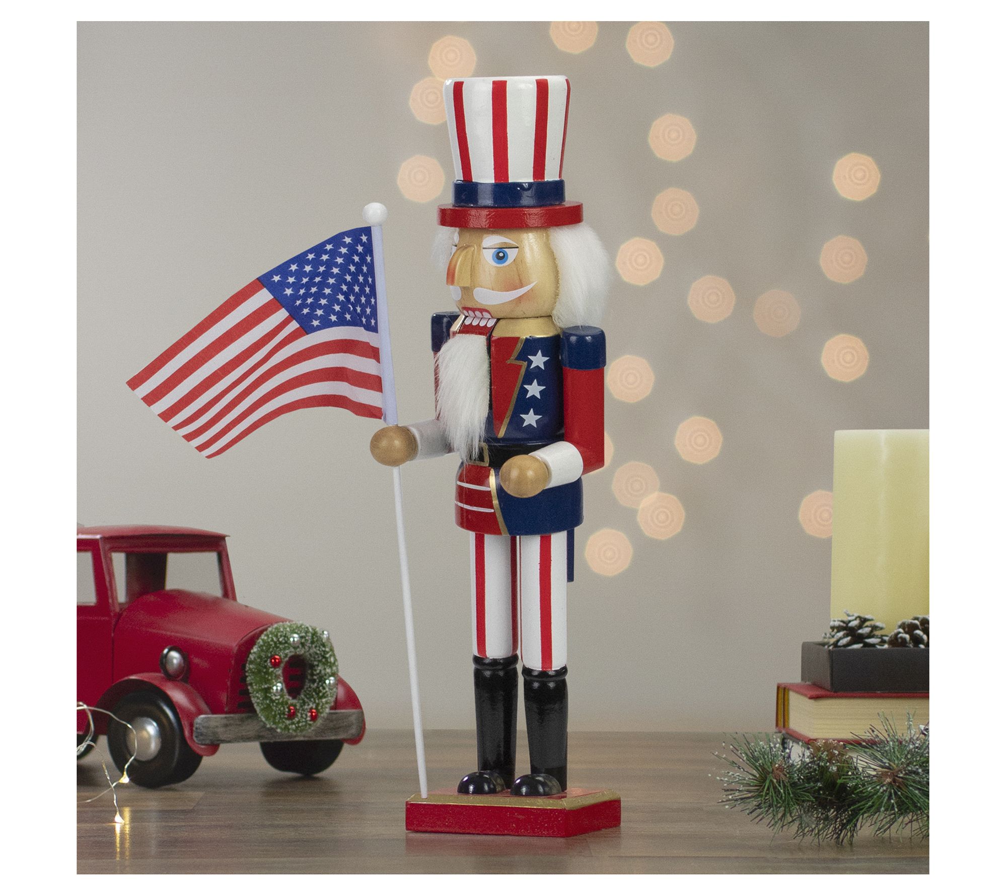 Northlight Patriotic Red/Blue Wooden Uncle Sam Nutcracker