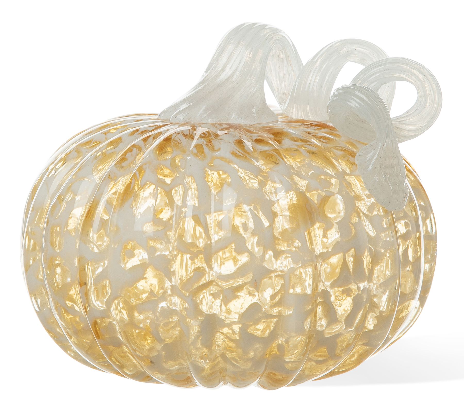 Glitzhome 6"D Fall Colorful Dots Round Glass Pumpkin