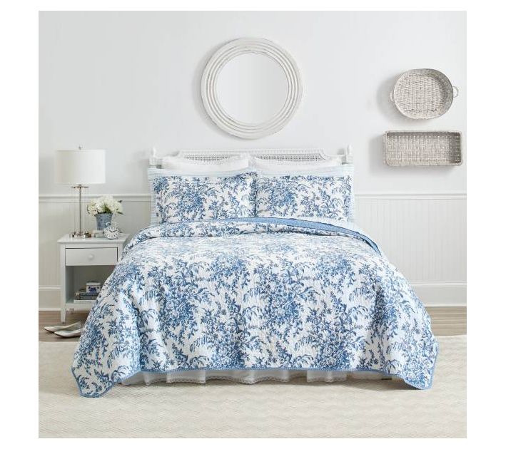 Laura Ashley Bedford Blue Full/Queen Quilt Set