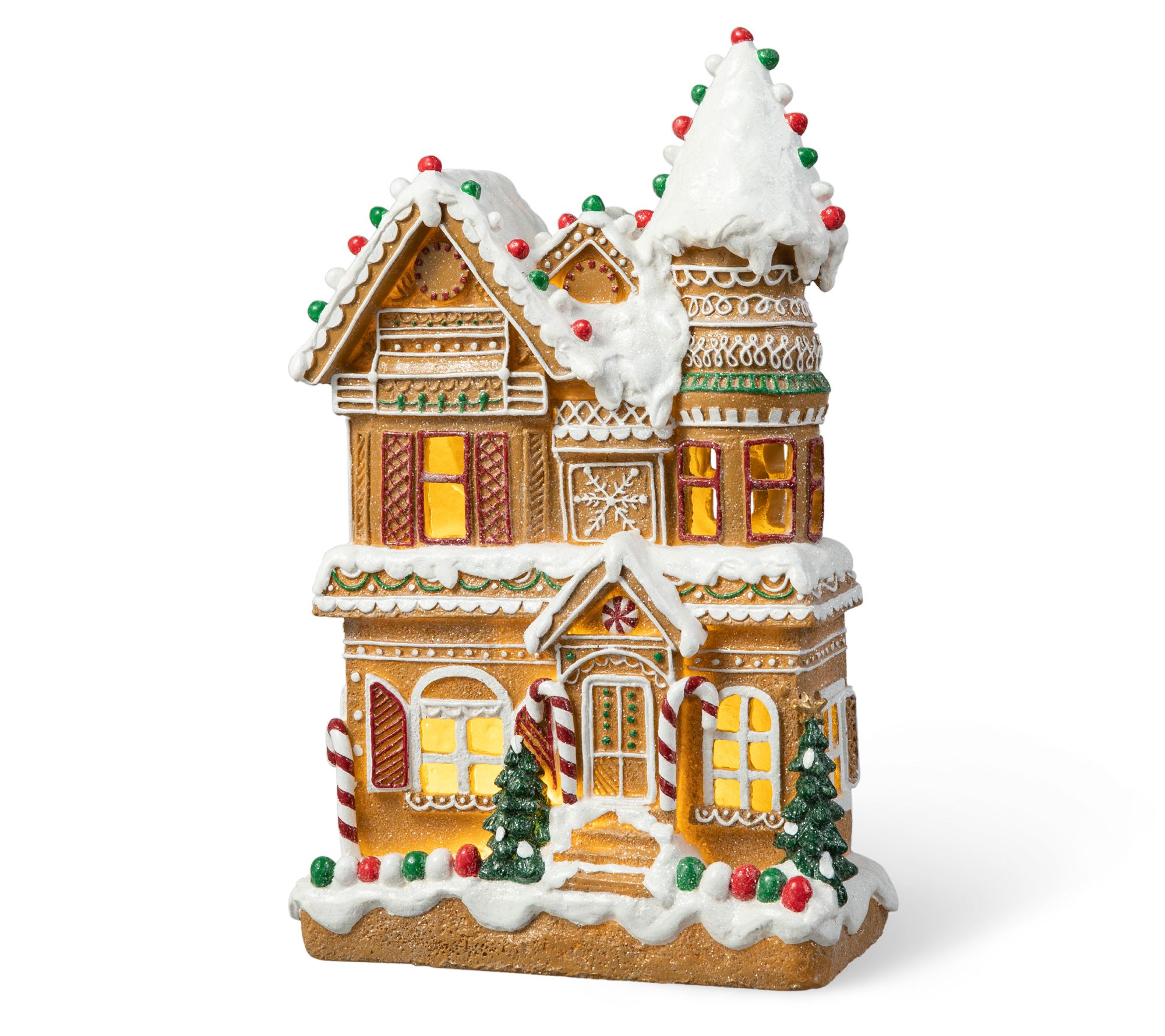 Glitzhome 12"H Lighted Christmas Gingerbread House Table Decor
