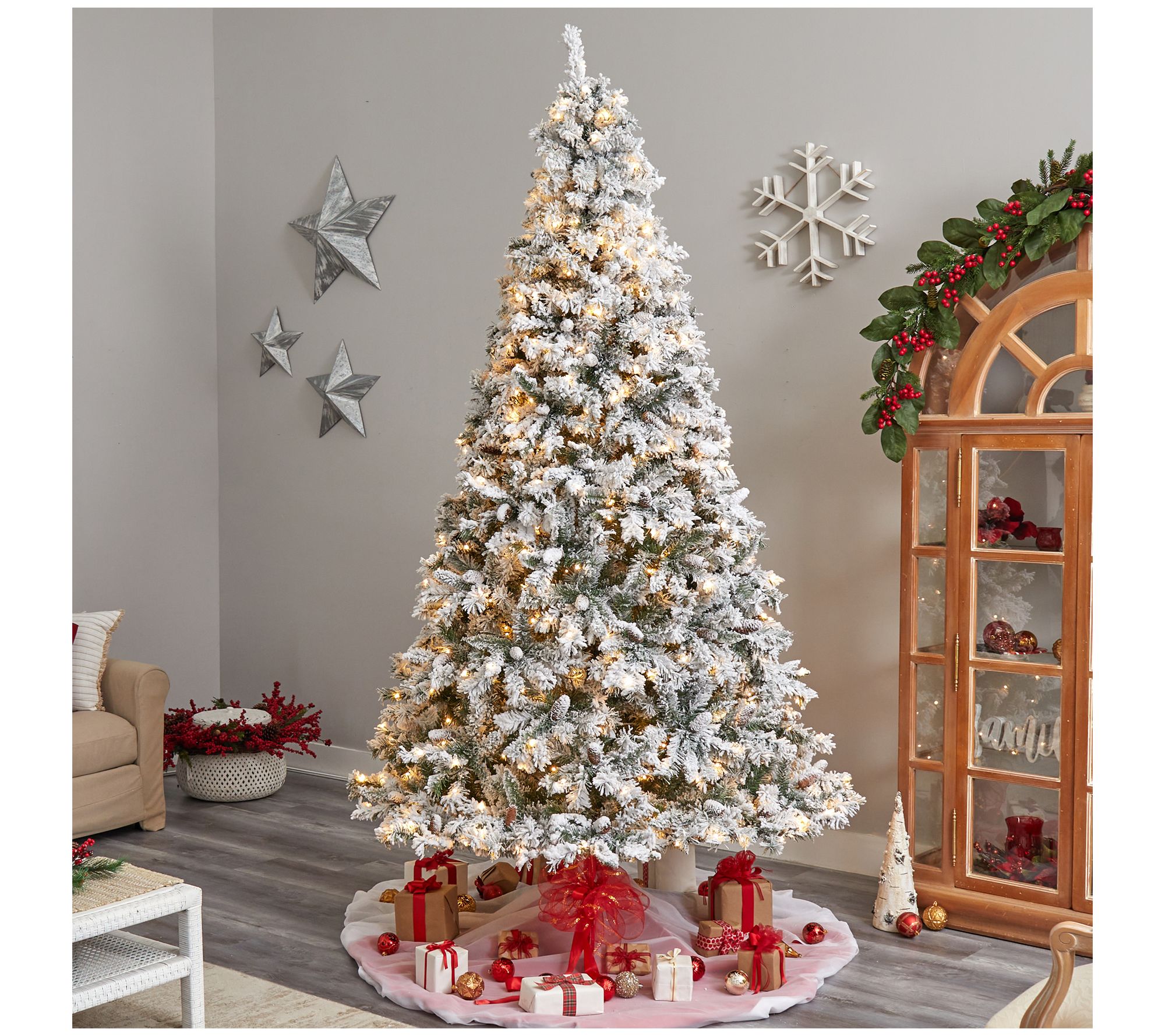 Nearly Natural 9' Flocked Christmas Tree