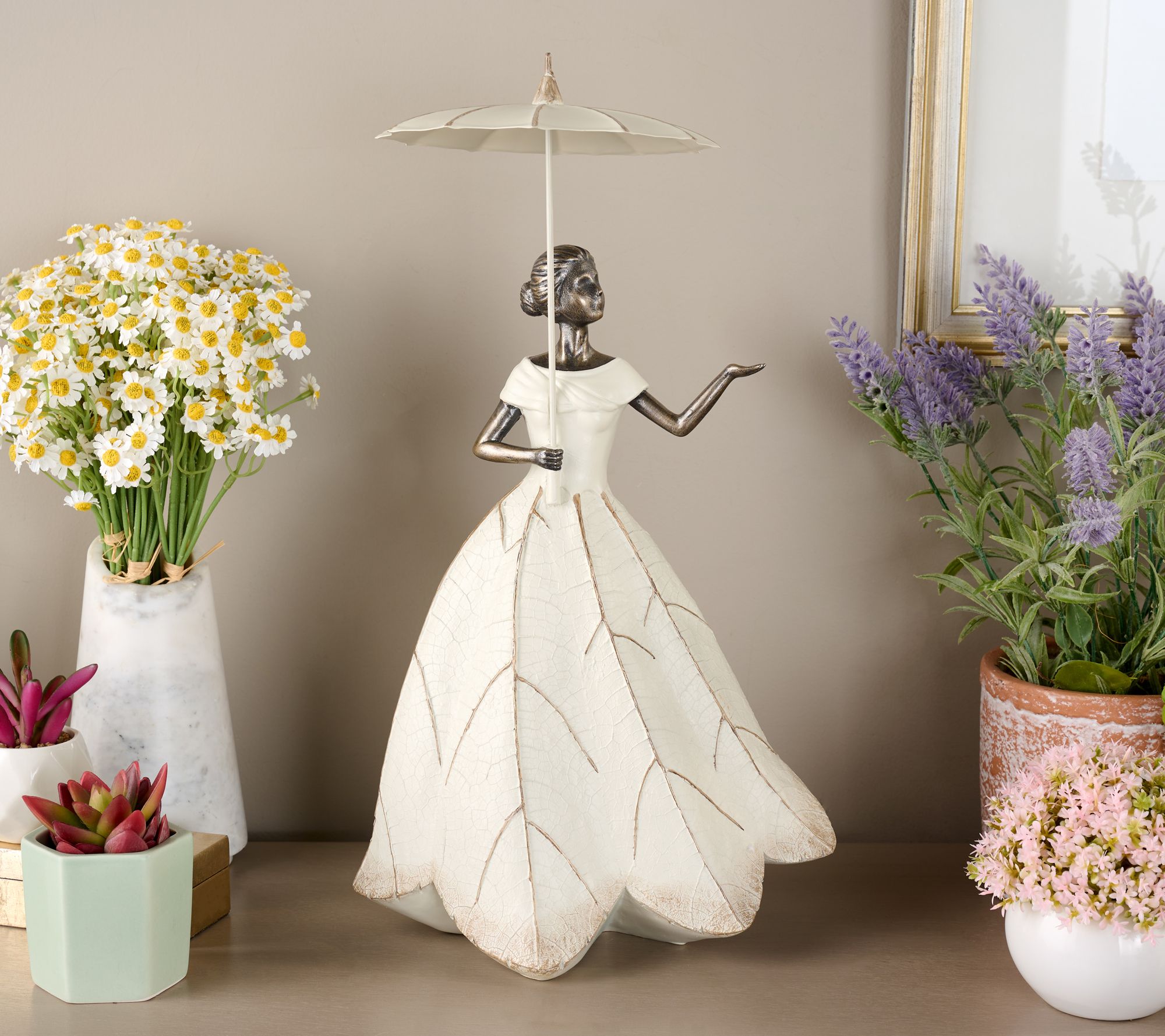 15" Indoor/Outdoor Garden Maiden with Umbrella by Valerie