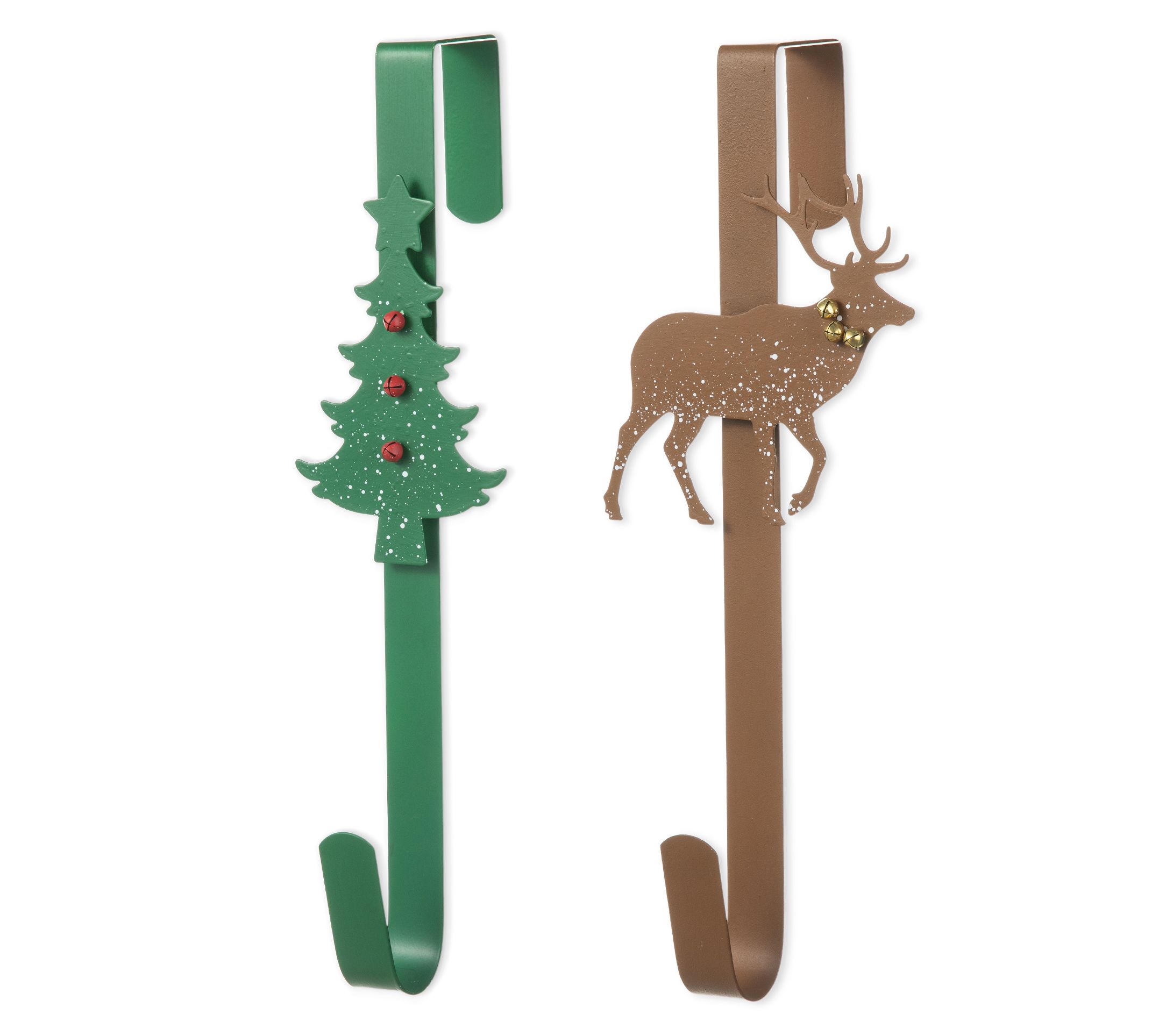 Glitzhome 14"H Christmas Tree &  Reindeer Wreath Hangers S/2