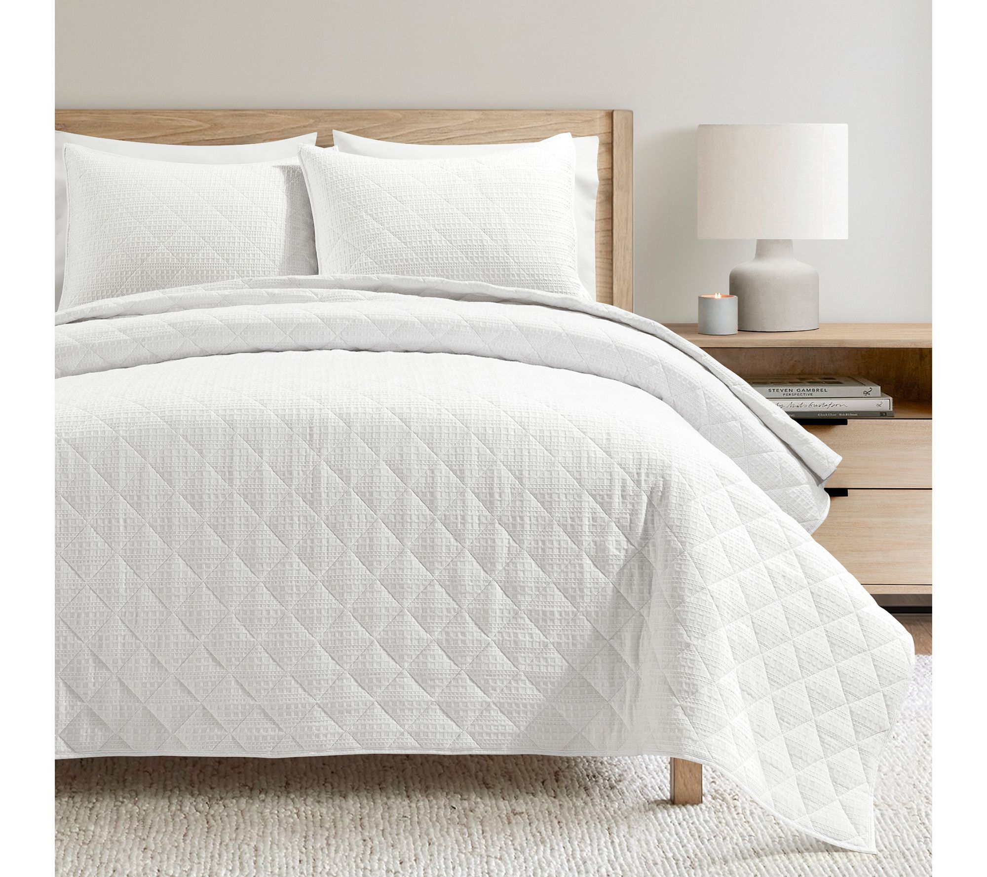 Lush Decor Haniya Solid Waffle Quilt 3pc Set Full/Queen