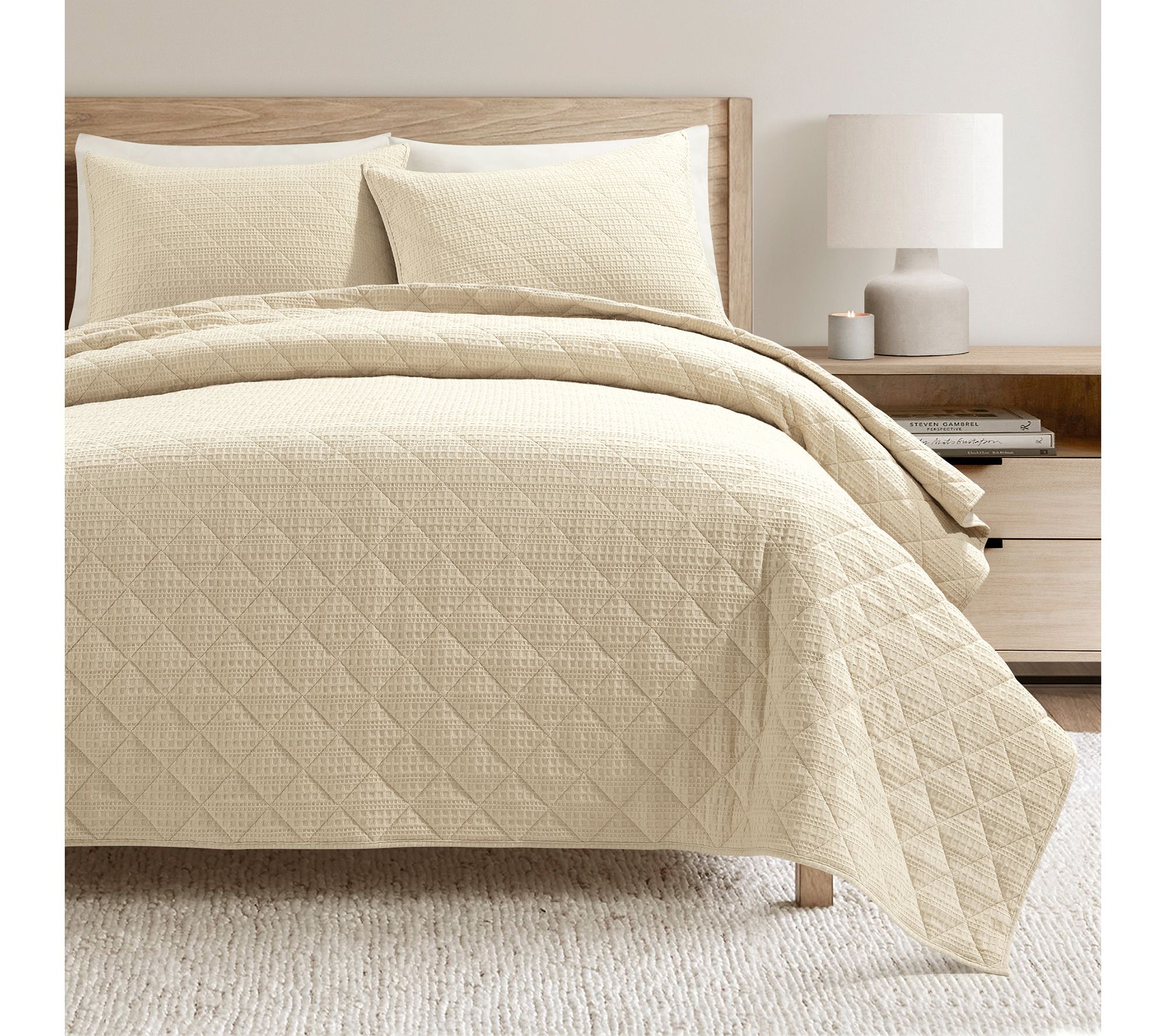 Lush Decor Haniya Solid Waffle Quilt 3pc Set Full/Queen