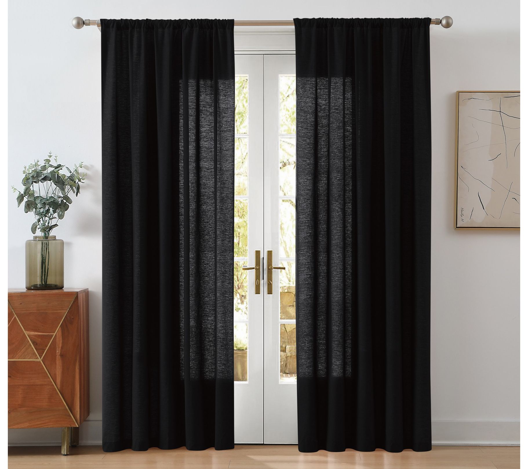 Cannon Solid Cotton Percale 50x84 Window Curtain Pair