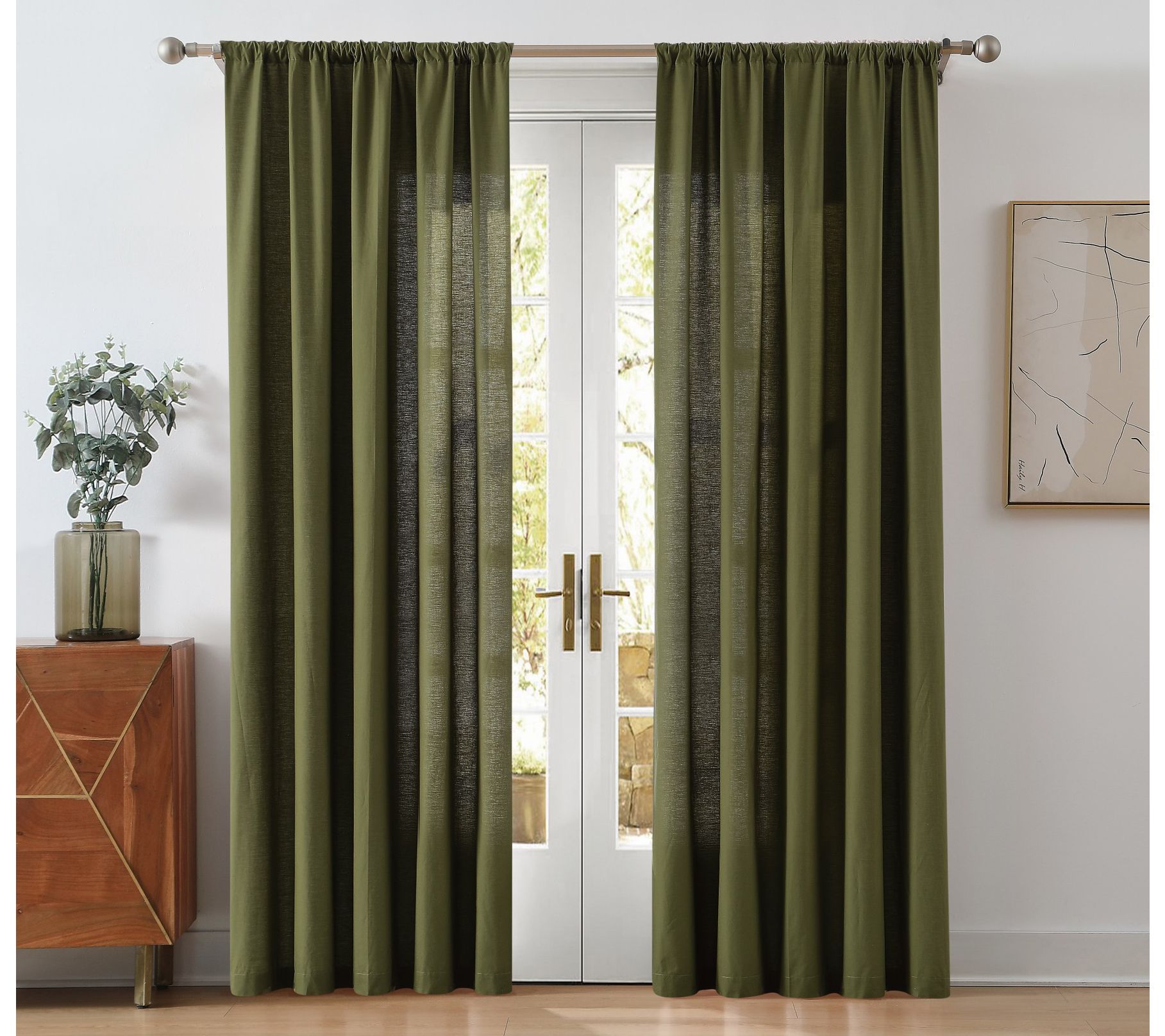 Cannon Solid Cotton Percale 50x84 Window Curtain Pair