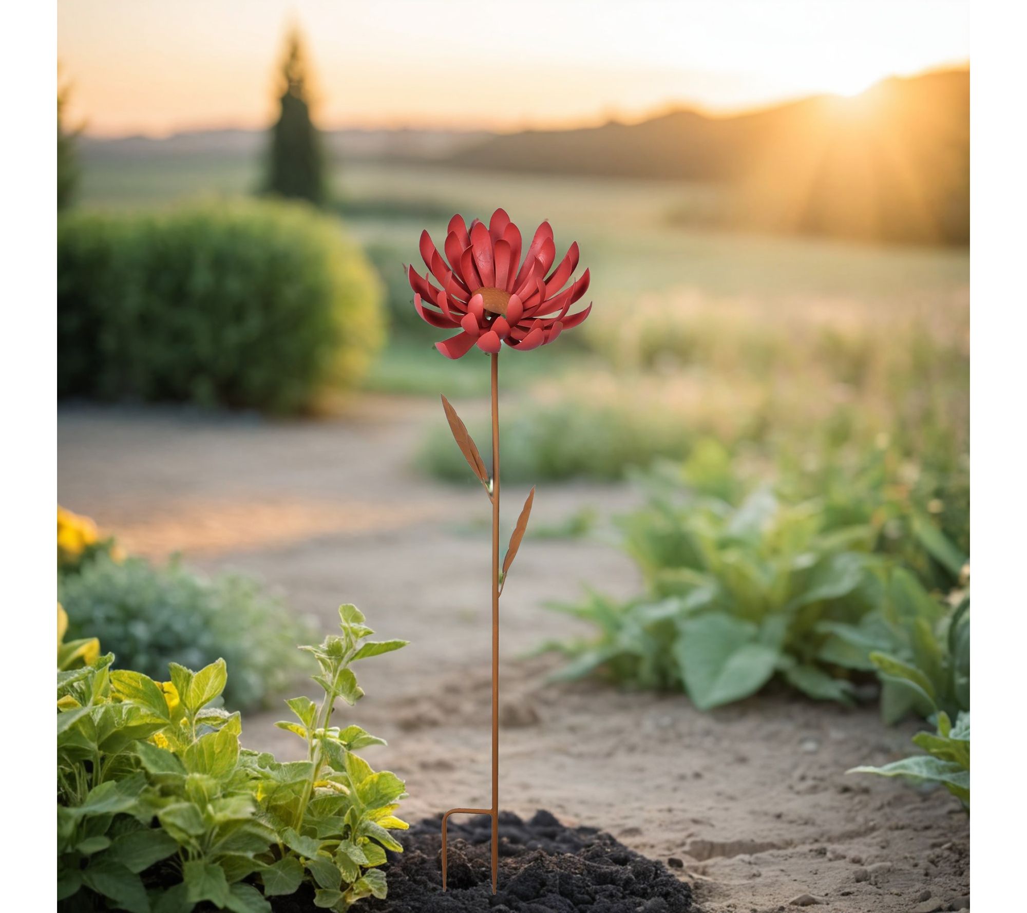 Young's Metal Yellow Sun Flower  Garden Stake
