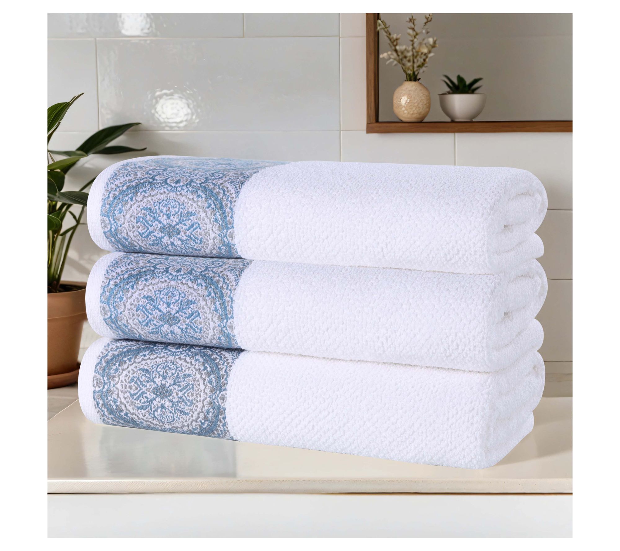 Superior 3 Piece Medallion Cotton Assorted BathTowel Set