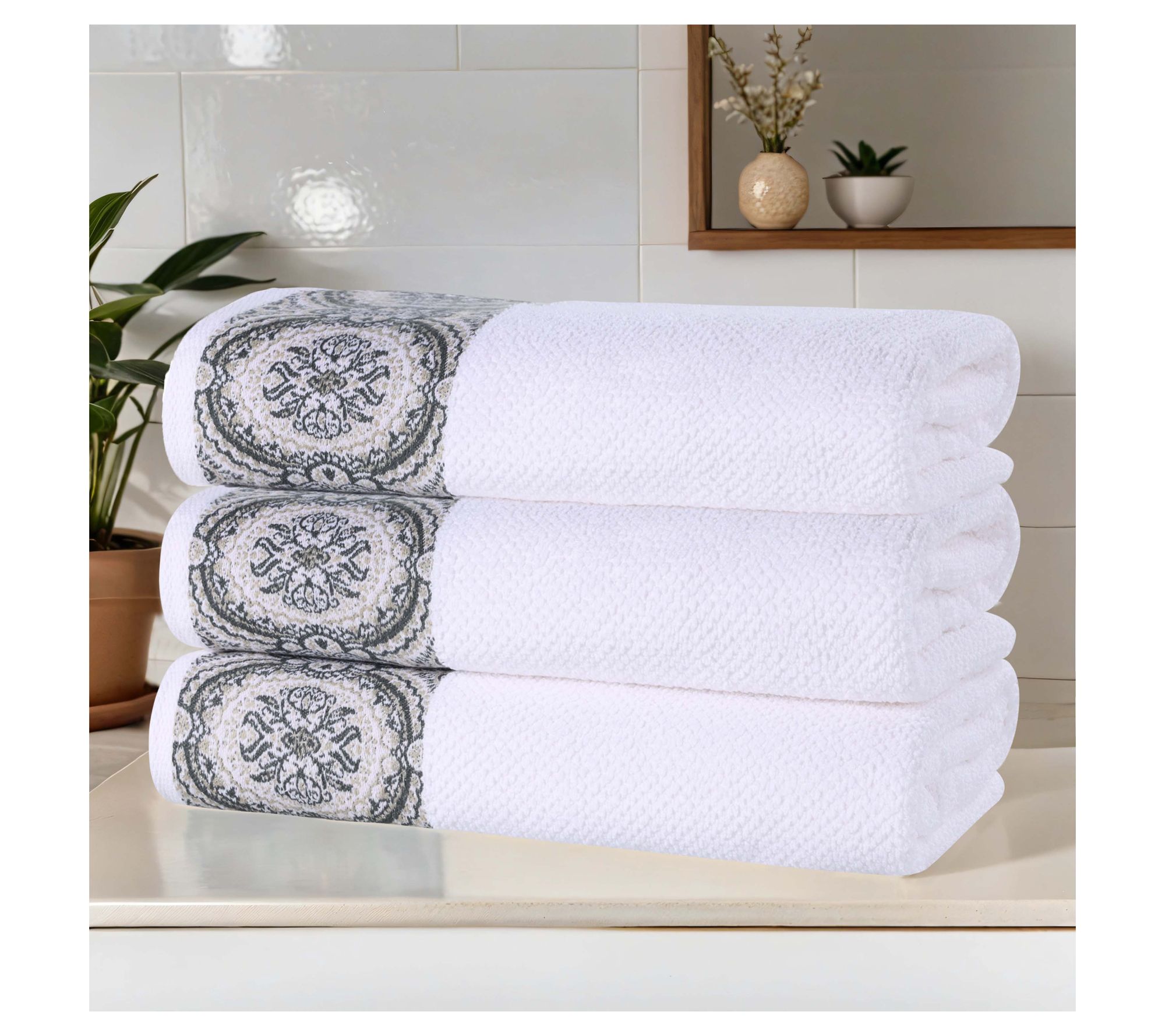 Superior 3 Piece Medallion Cotton Assorted BathTowel Set