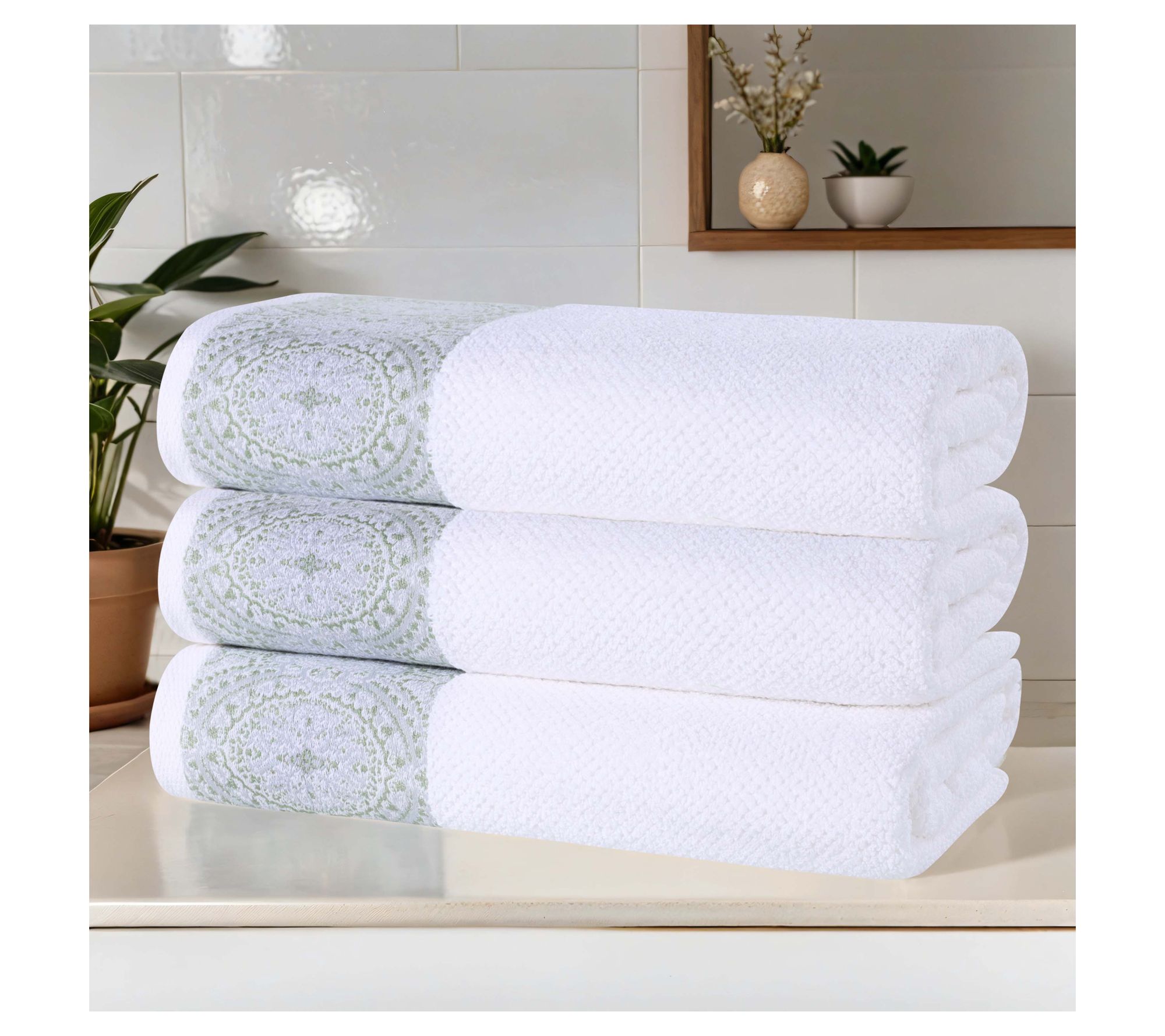 Superior 3 Piece Medallion Cotton Assorted BathTowel Set