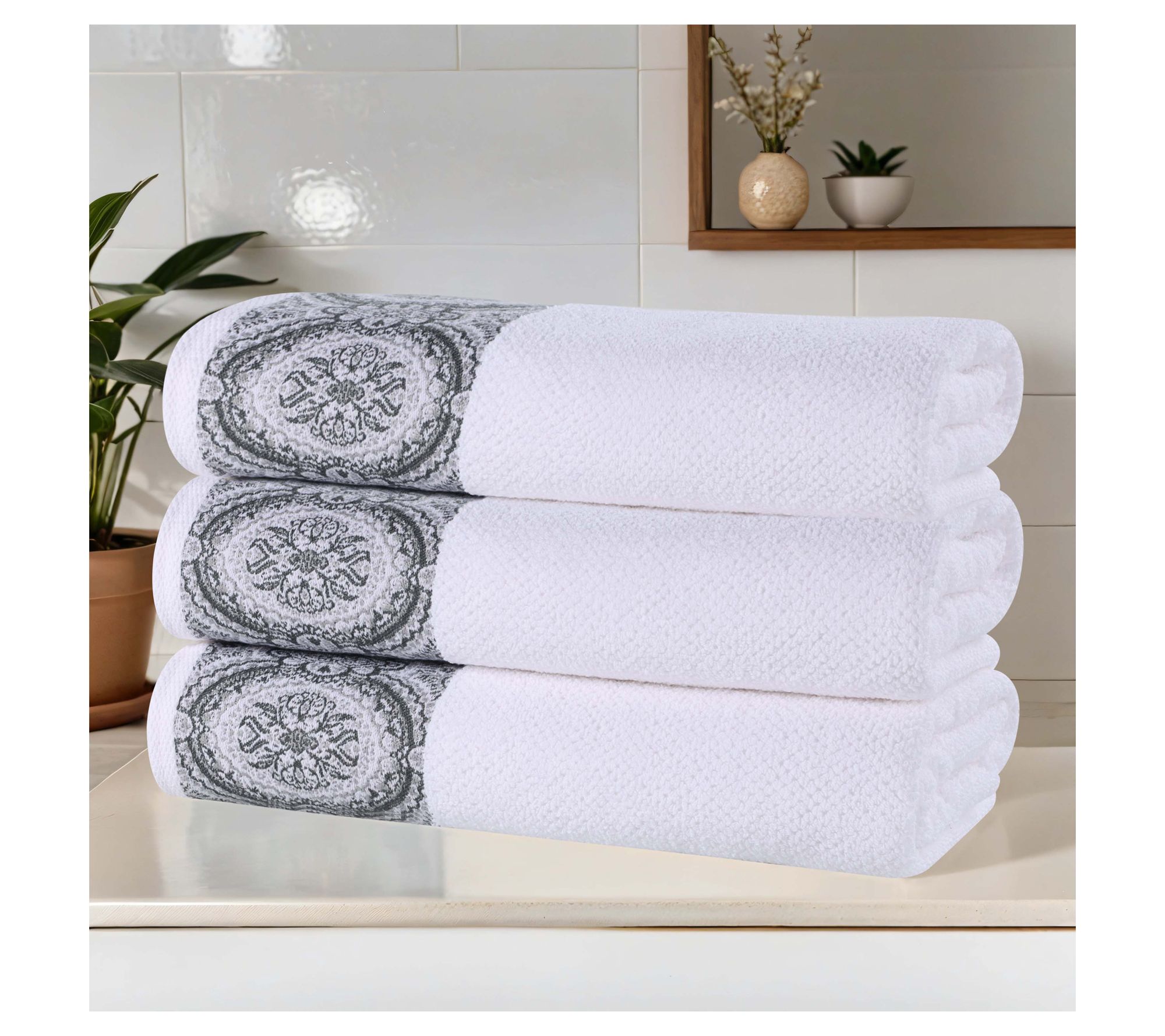 Superior 3 Piece Medallion Cotton Assorted BathTowel Set