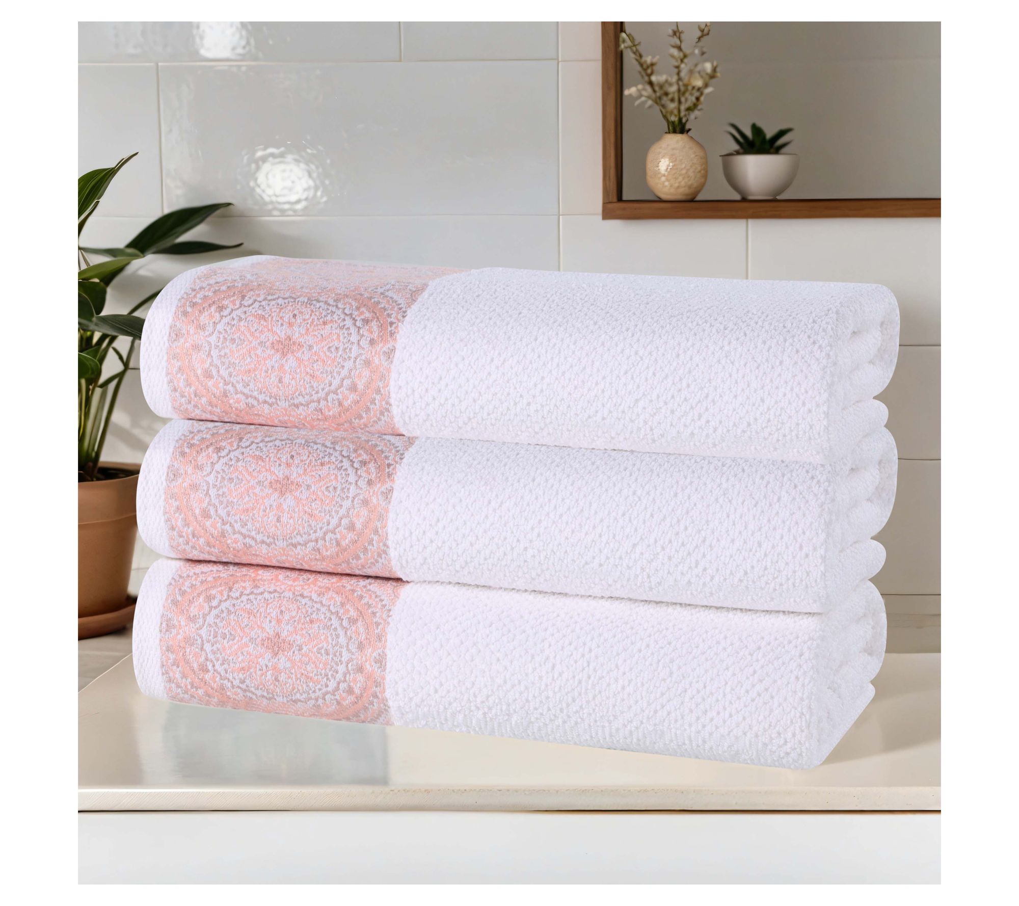 Superior 3 Piece Medallion Cotton Assorted BathTowel Set
