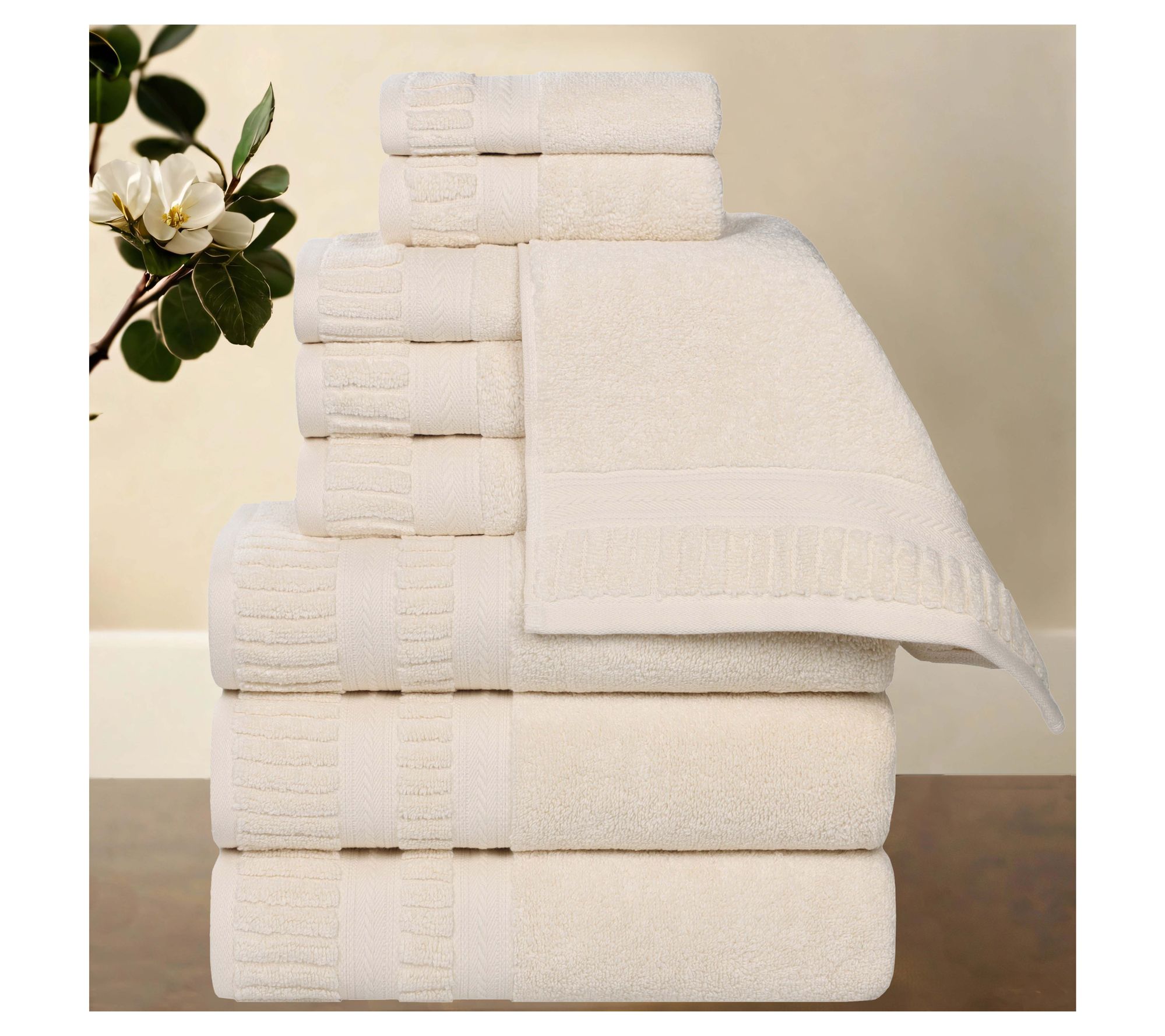 Superior 9-Piec e Venice Zero T wist Cotton Sof t Towel Set