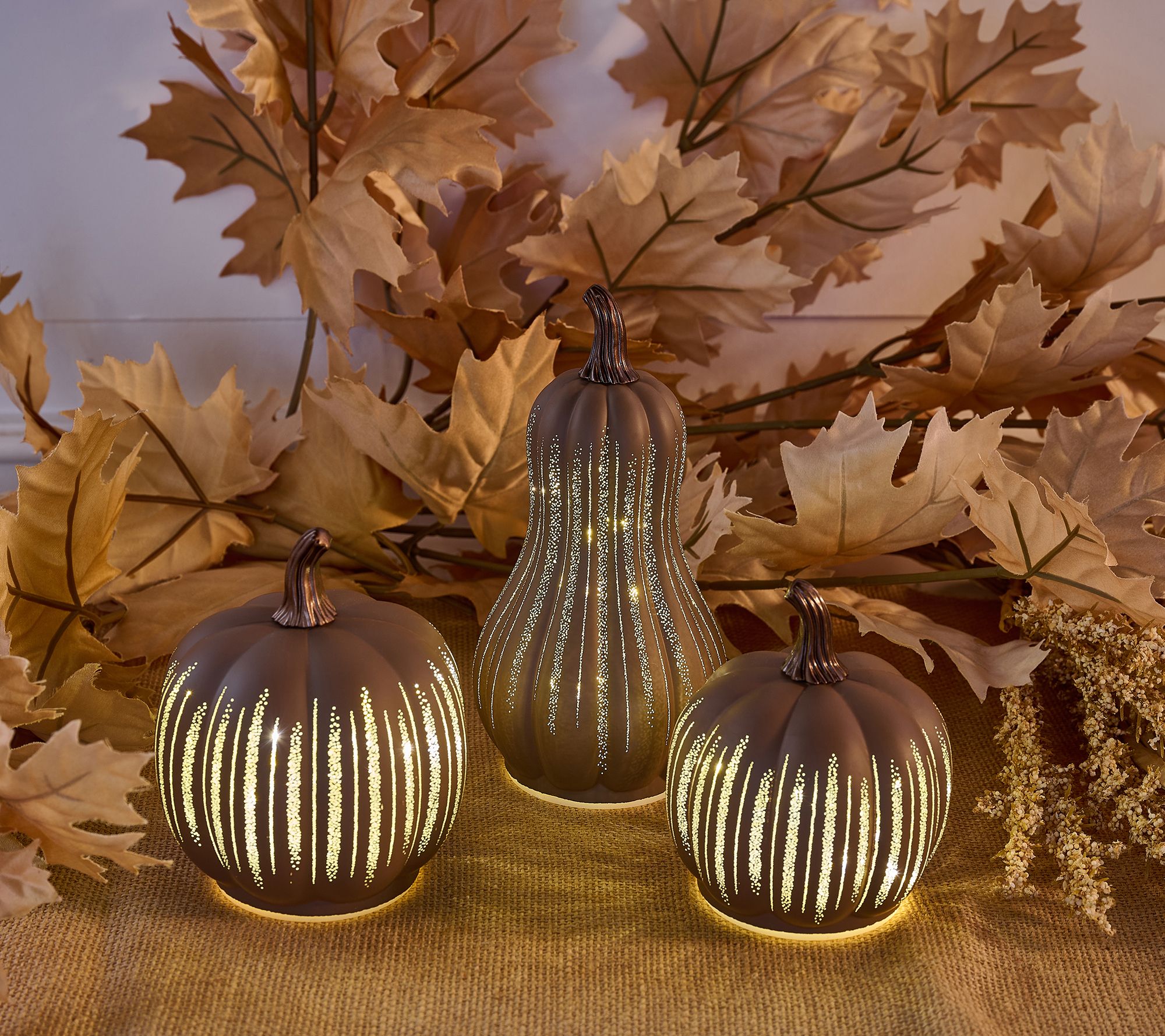ShWk 9/8 Set-3 Mini Starry Night Glass Pumpkins and Gourd