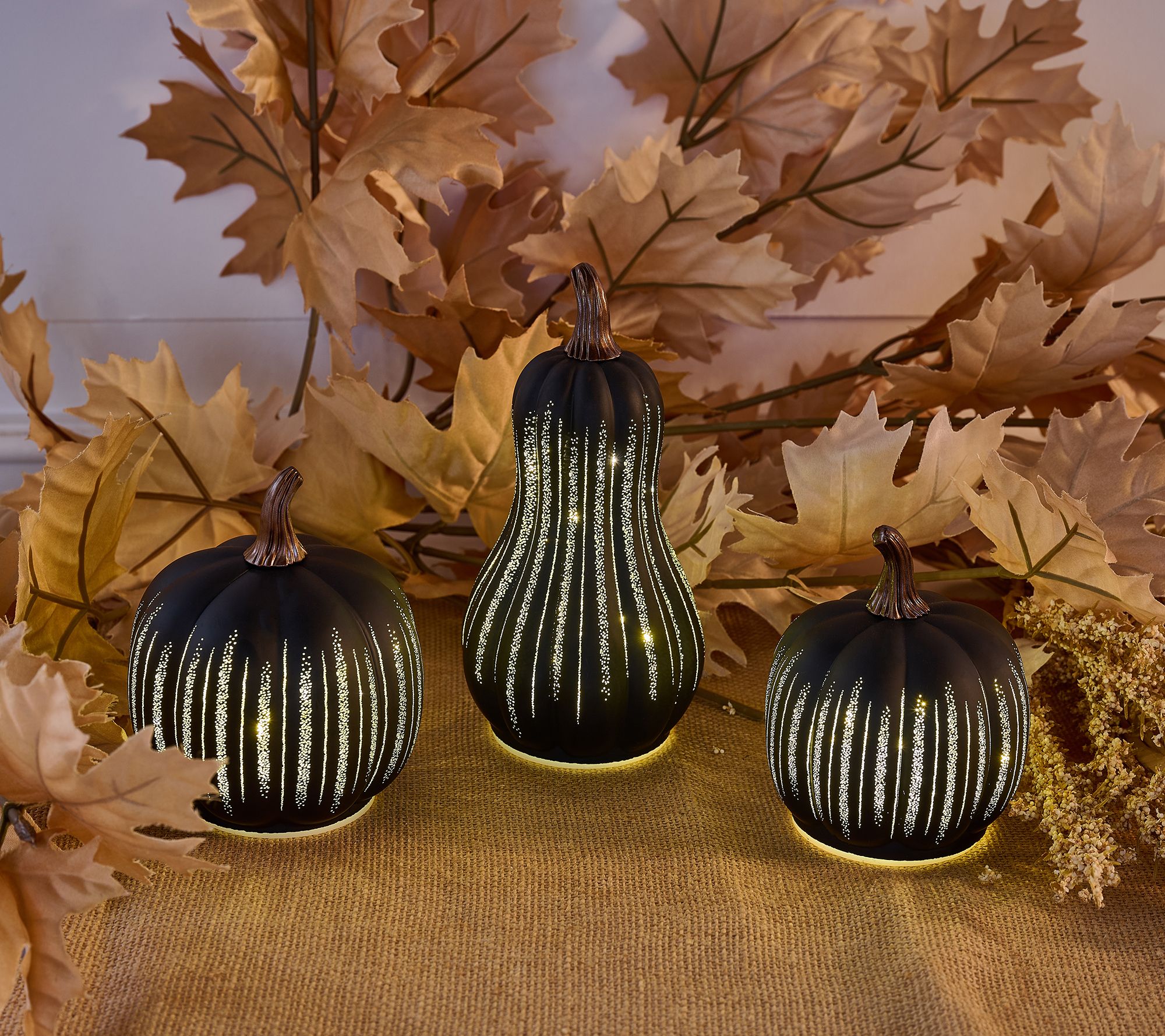 Set of 3 Mini Starry Night Glass Pumpkins & Gourd by Valerie