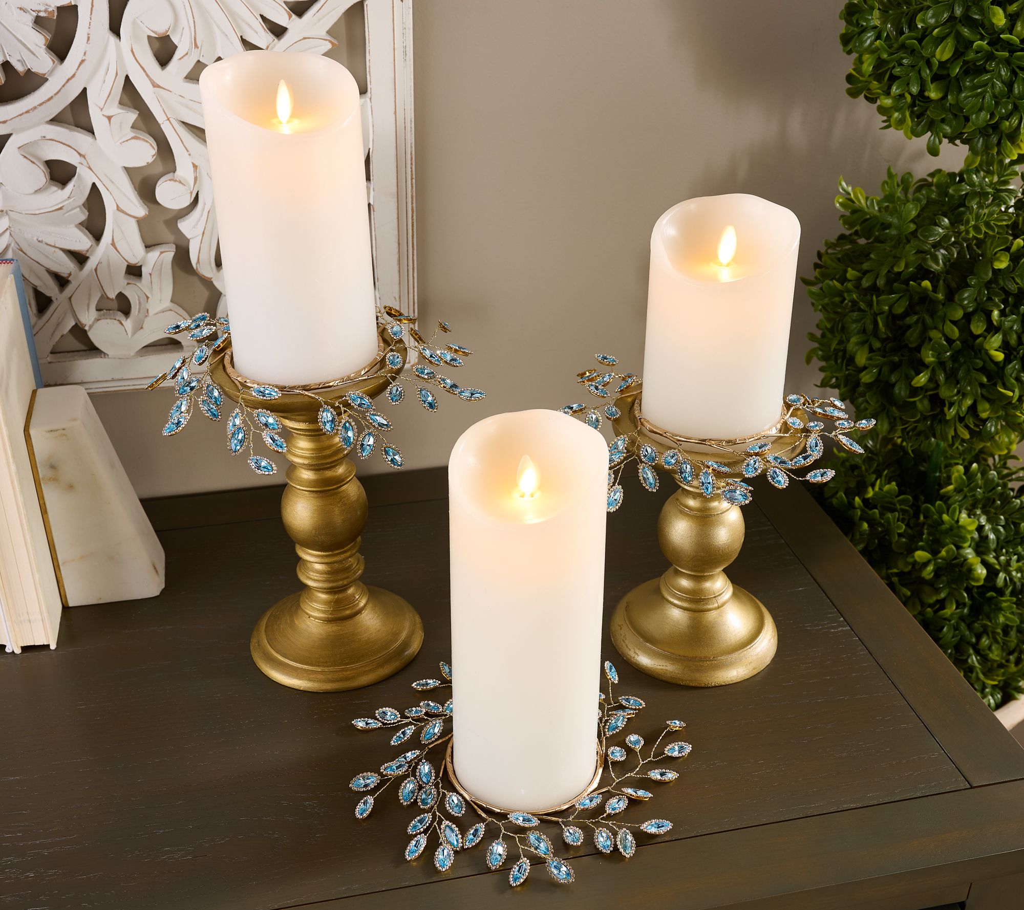 Set of 3 Faceted Gem Candle Rings by Valerie