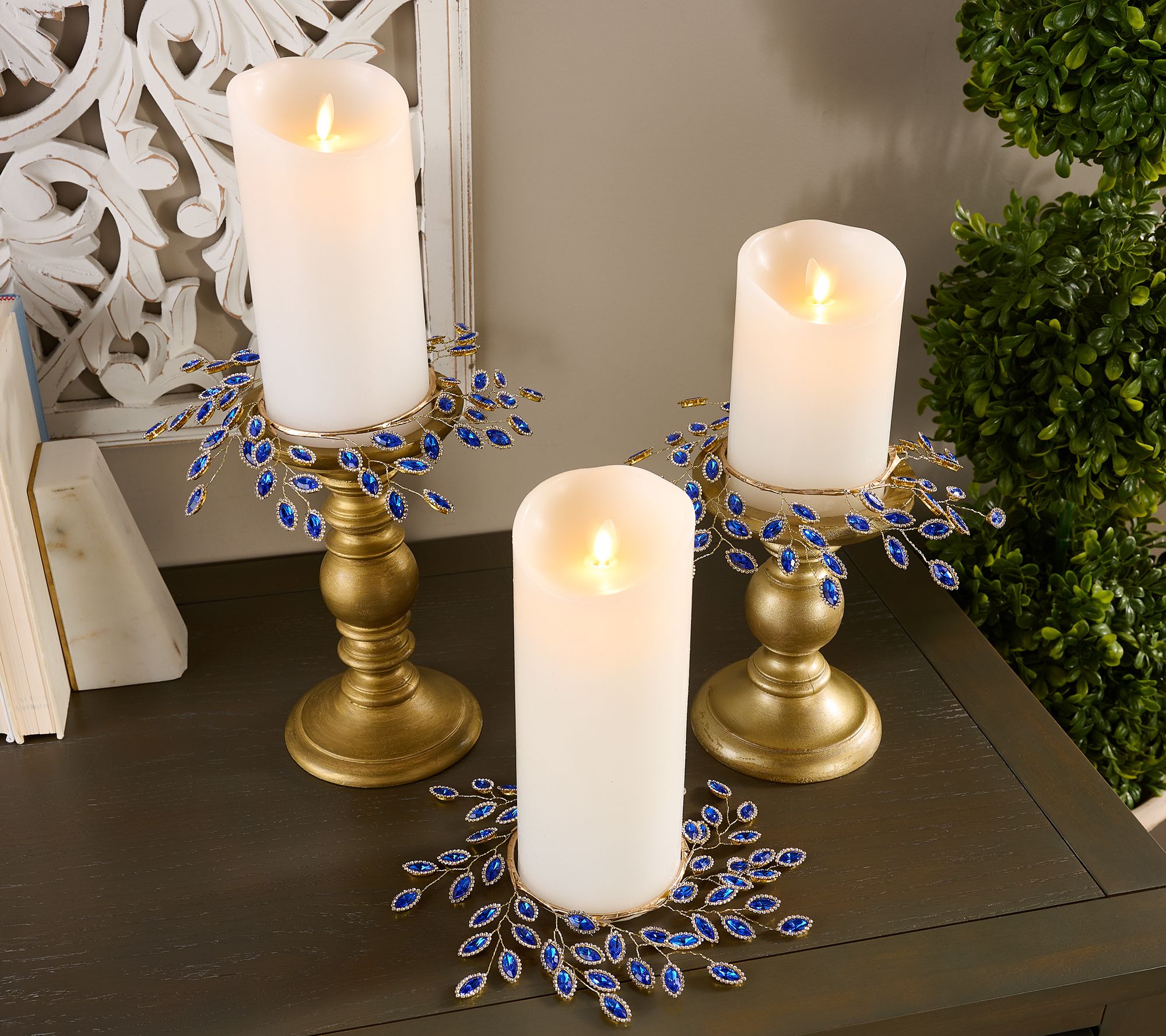 Set of 3 Faceted Gem Candle Rings by Valerie