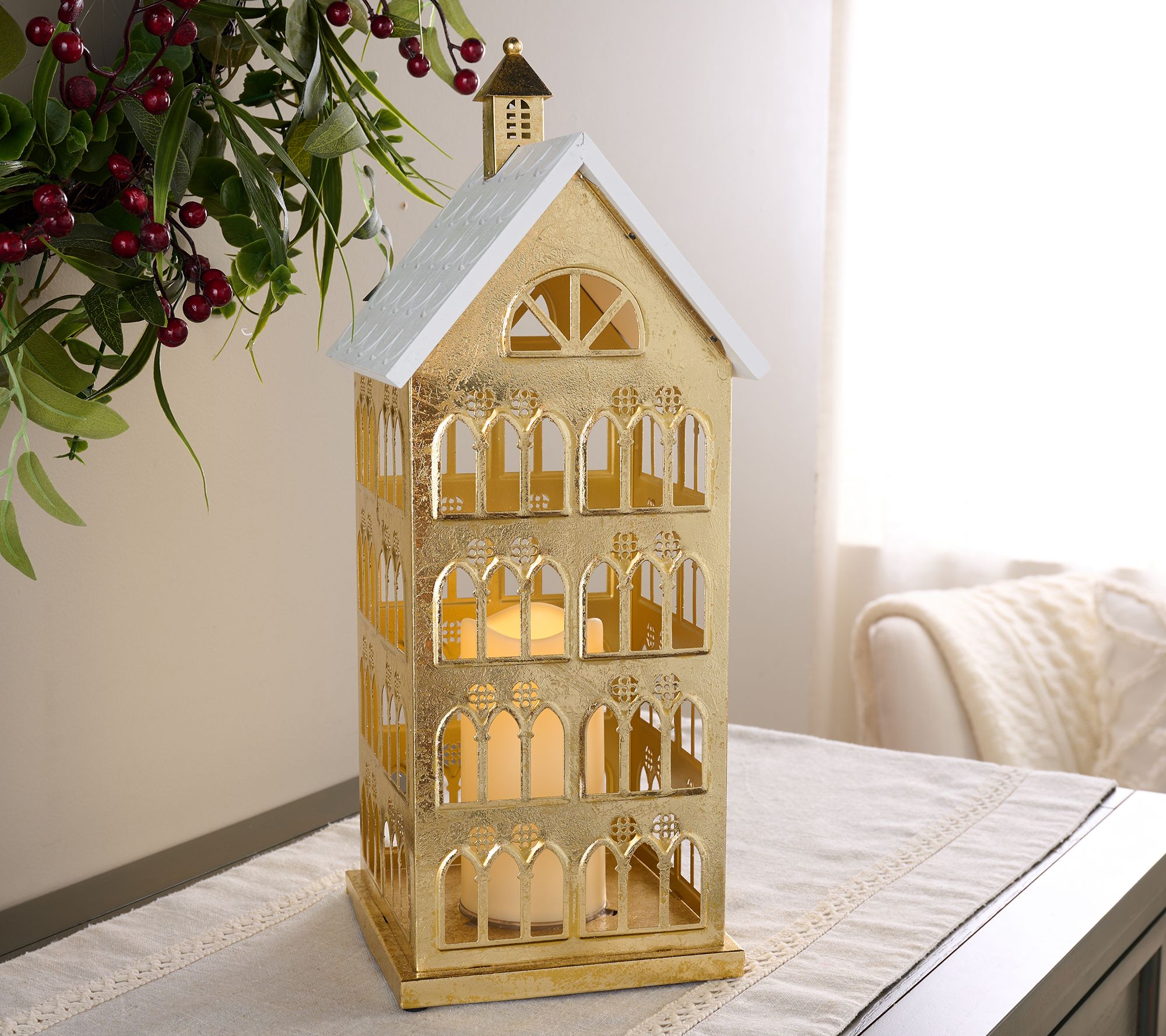 Home Reflections Metallic Holiday House Lantern