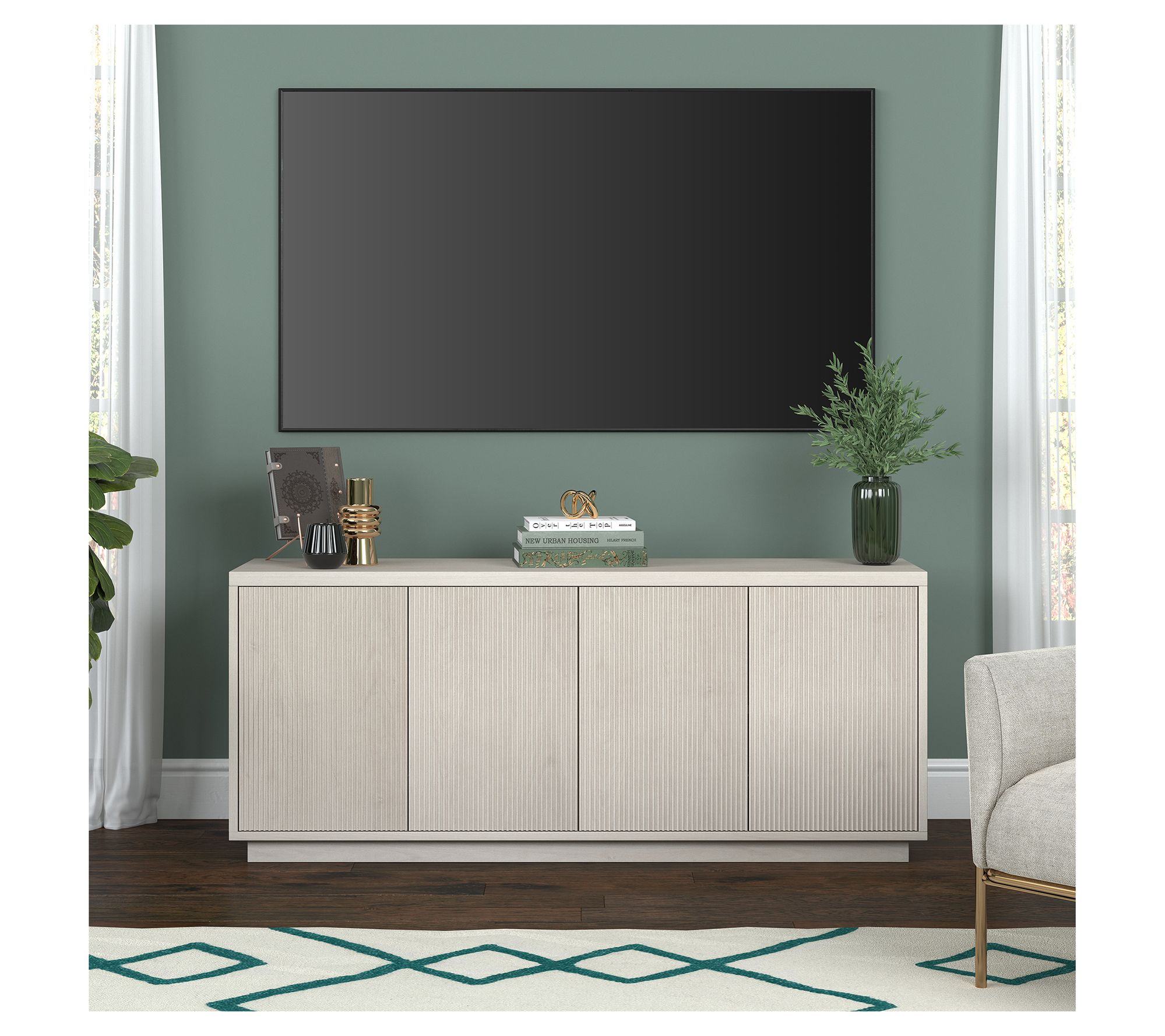 Hudson&Canal Hanson Rectangular TV Stand for TV's up to 65"