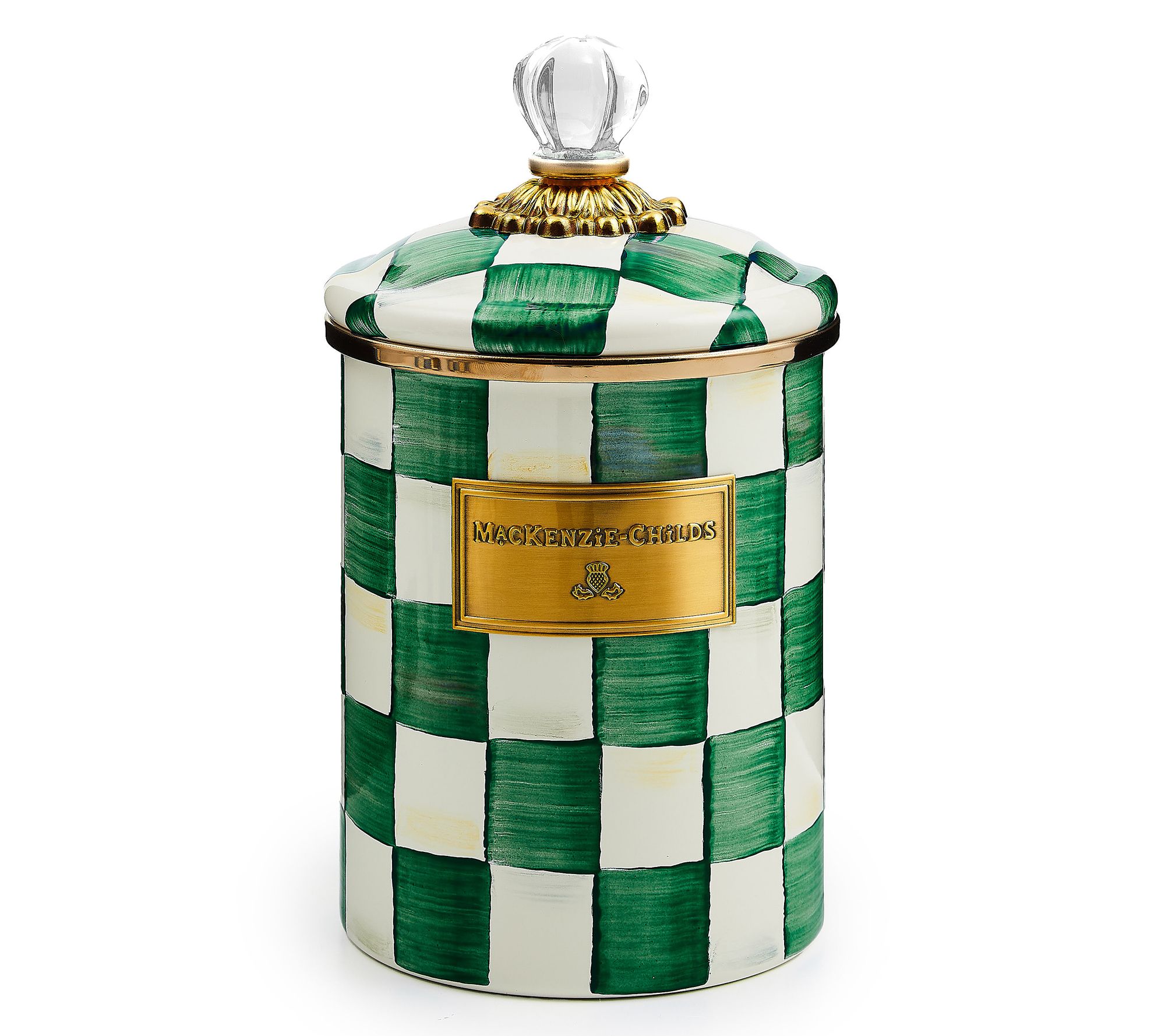 "As Is" MacKenzie- Childs Medium Check Enamel Canister