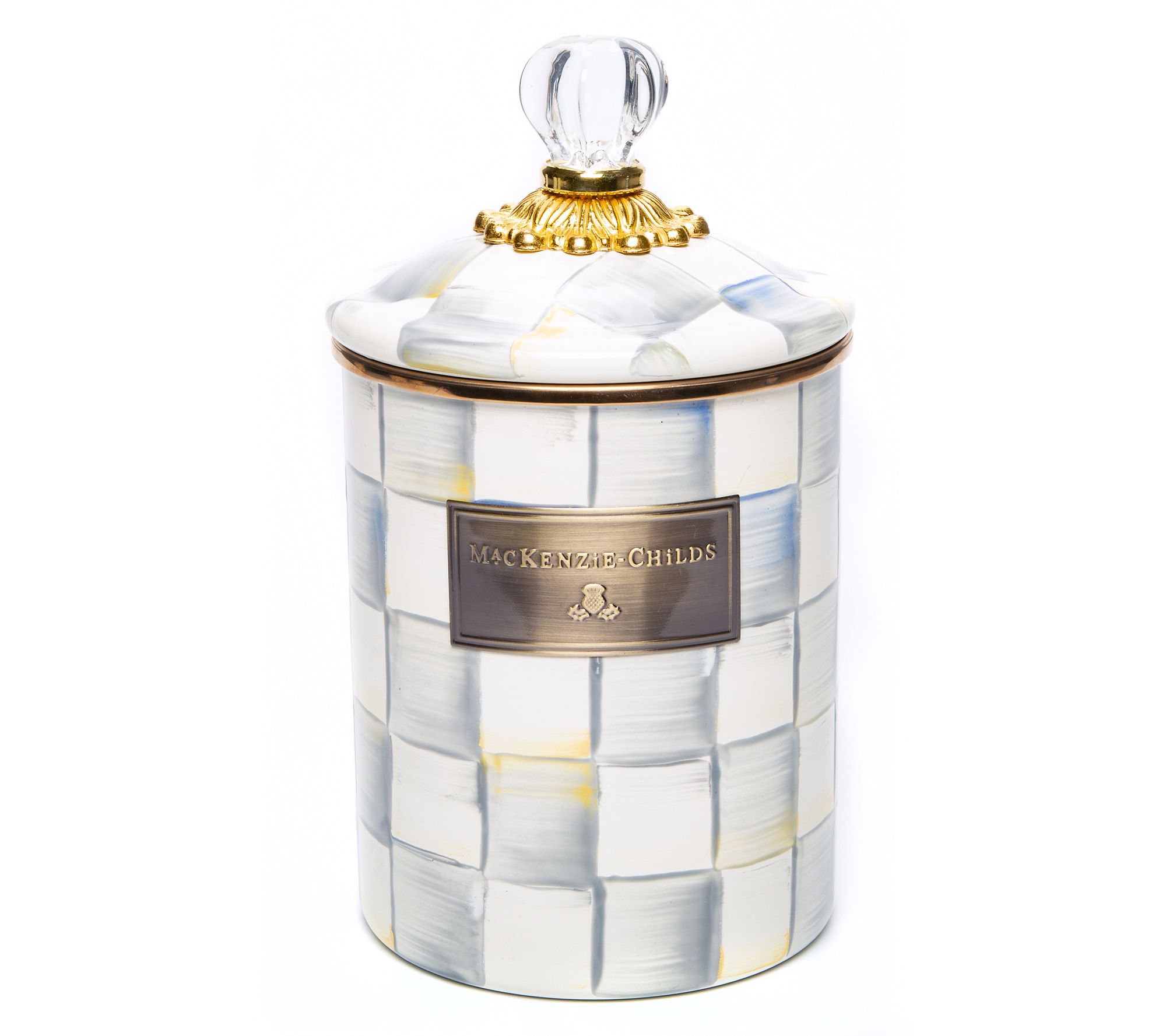 "As Is" MacKenzie- Childs Medium Check Enamel Canister