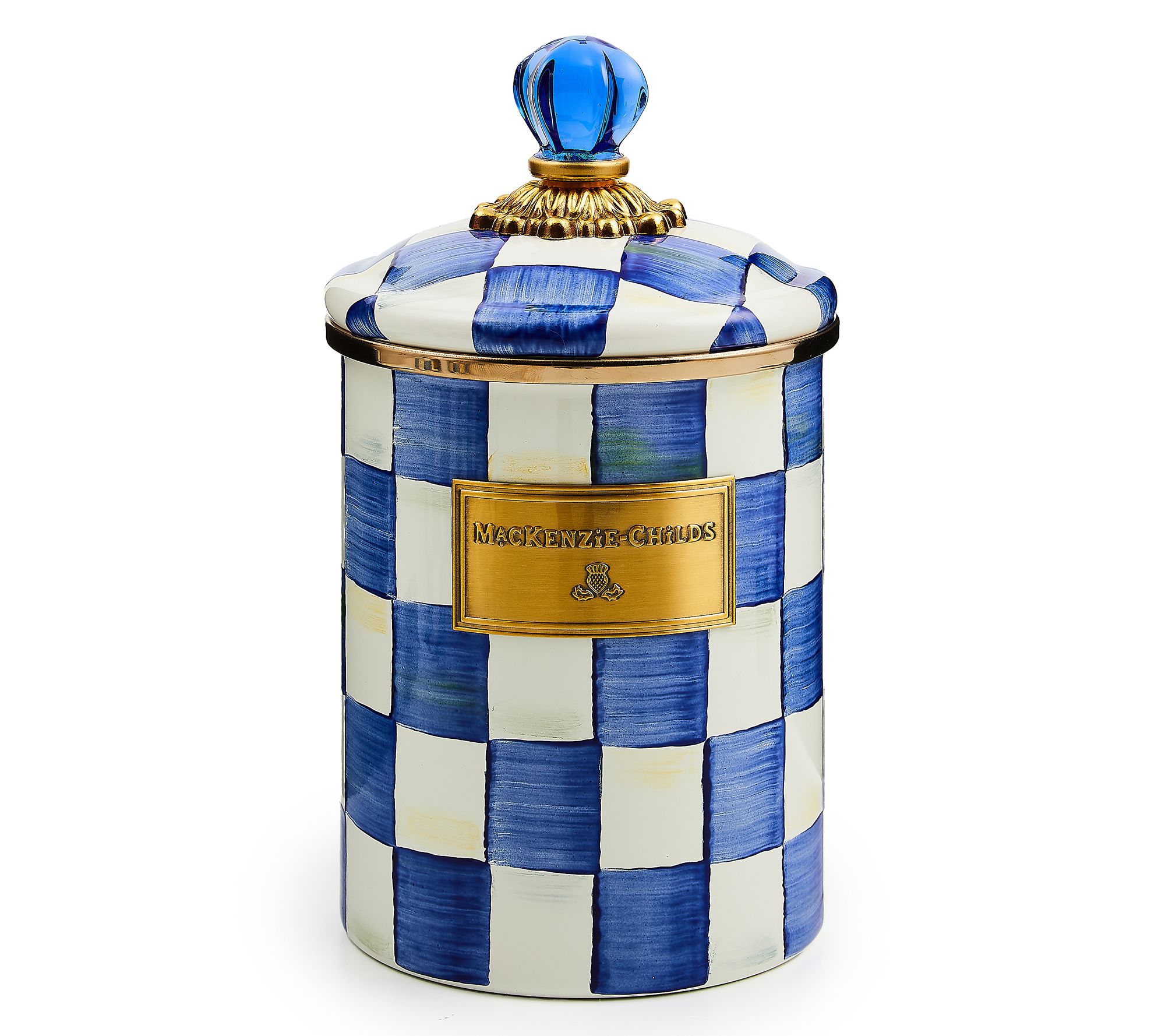 "As Is" MacKenzie- Childs Medium Check Enamel Canister