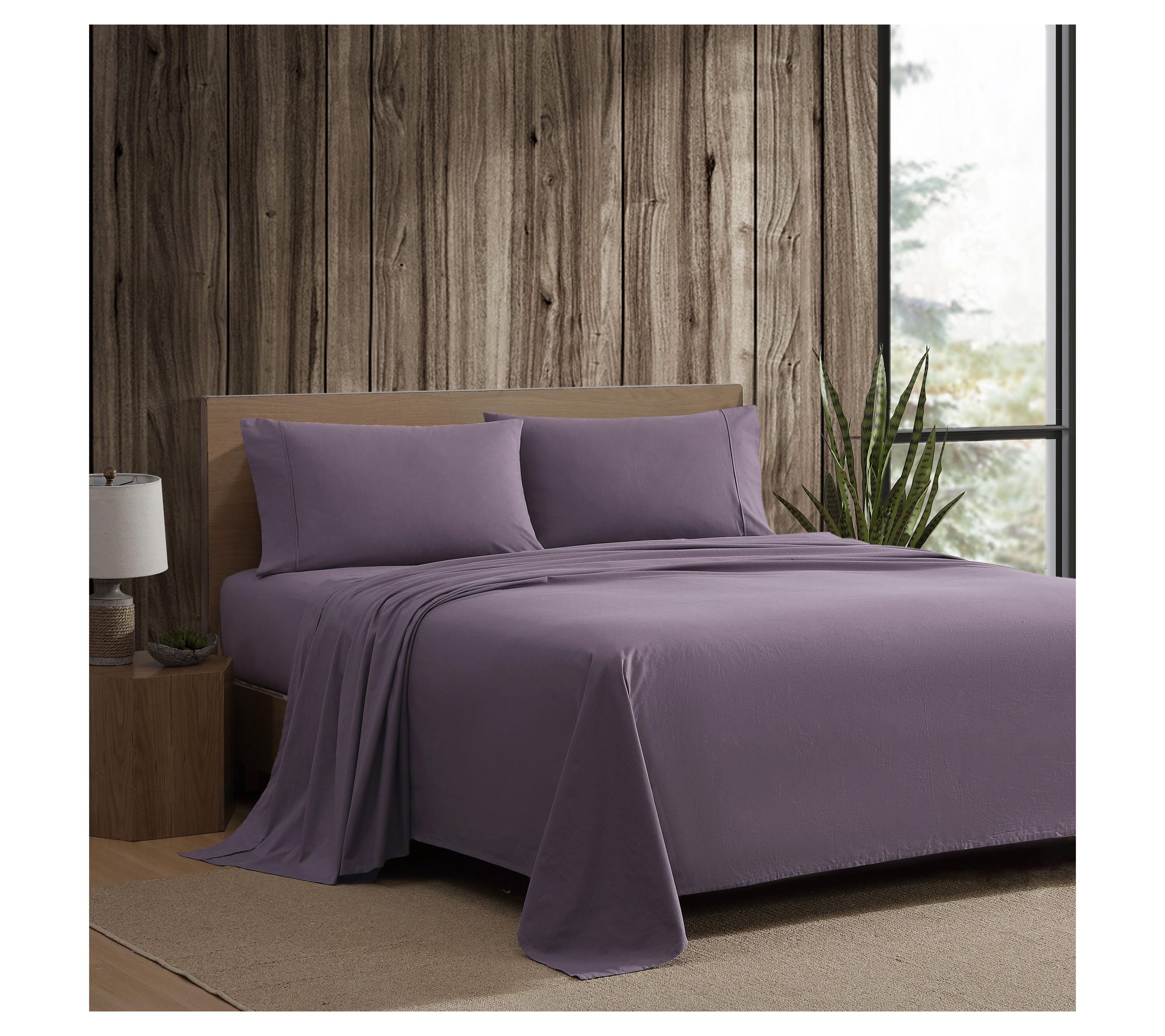 Eddie Bauer Plum Cotton Percale Twin Sheet Set