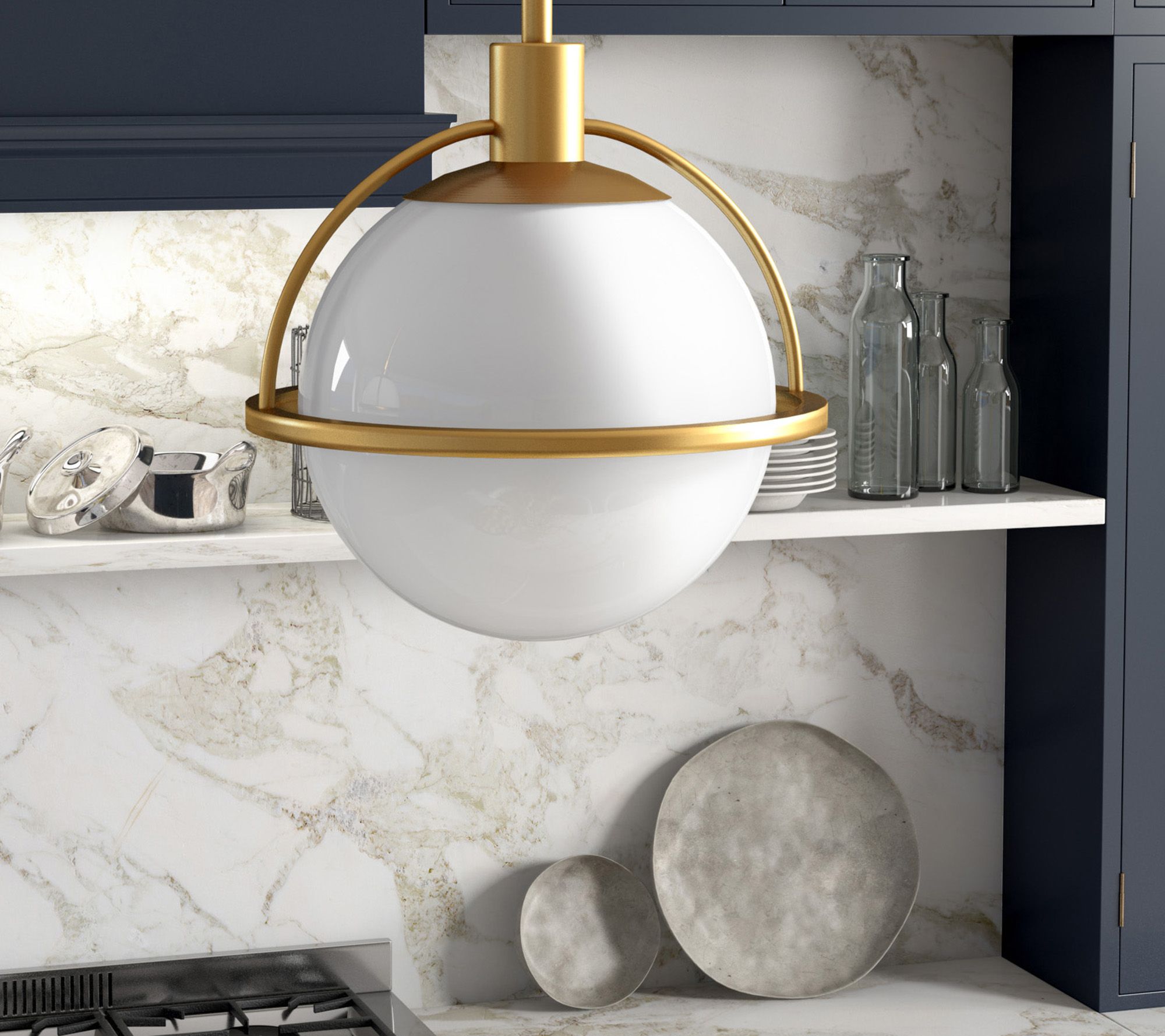 Hudson&Canal Cieonna 9.38" Wide Pendant with Glass Shade